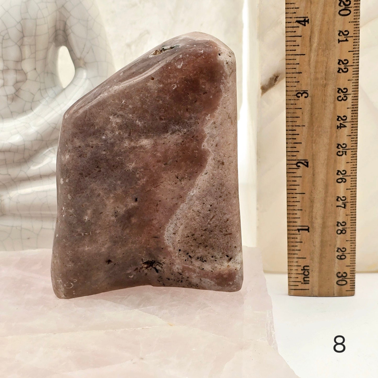 Pink Amethyst Polished Crystal Freeform - You Choose #1 variant 8 labeled with ruler for size reference