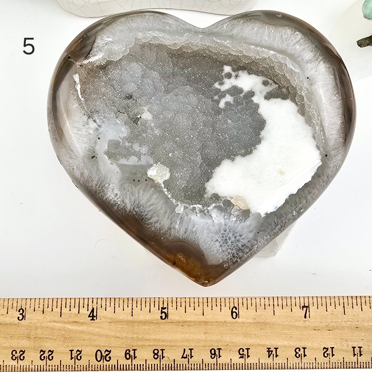 Agate Druzy Crystal Heart YOU CHOOSE Valentine's Day Gift Idea #2 variant 5 labeled with ruler for size reference
