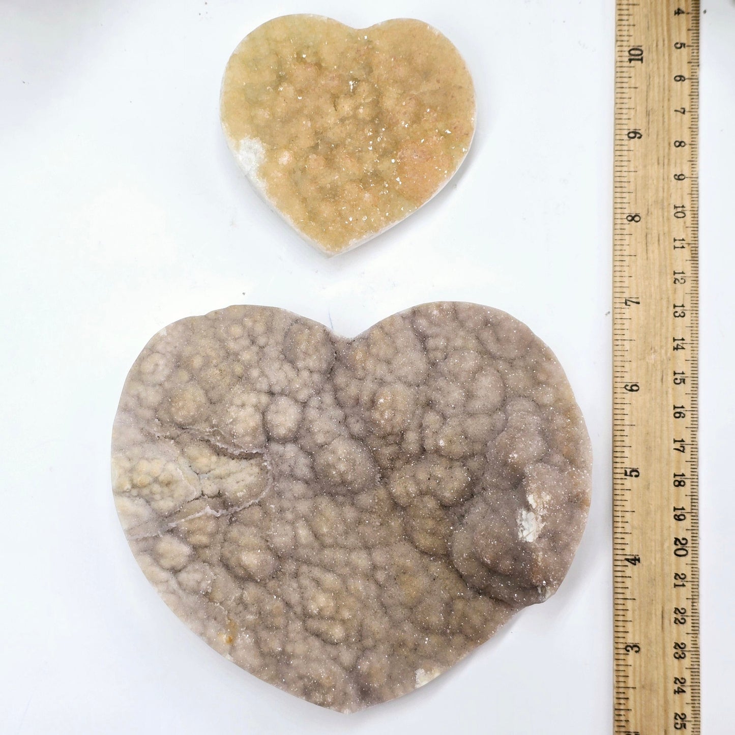 Agate Druzy Crystal Heart - You Choose #1 both variants with ruler for size reference