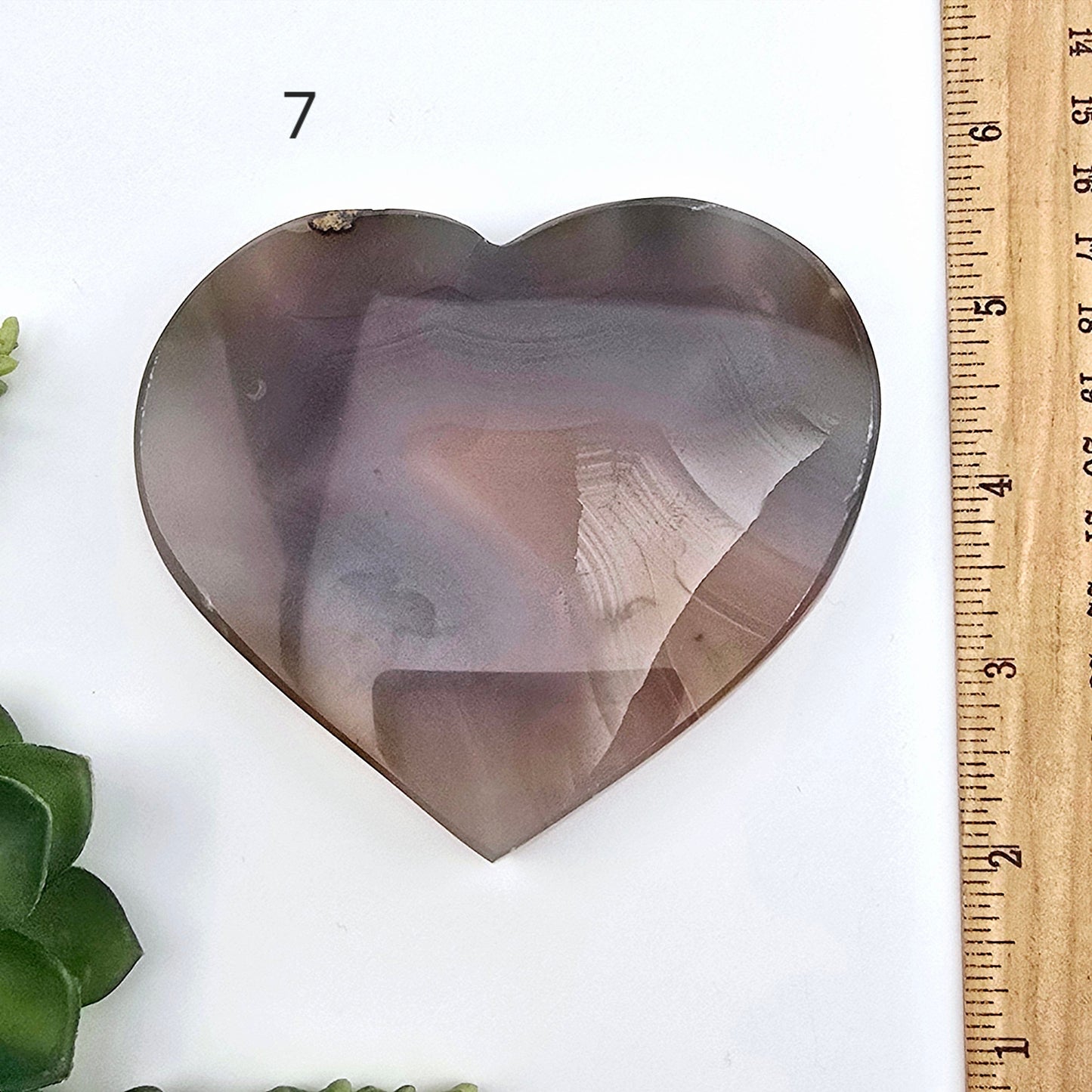 Agate Crystal Heart YOU CHOOSE Valentine's Day Gift Idea #3 variant 7 labeled with ruler for size reference