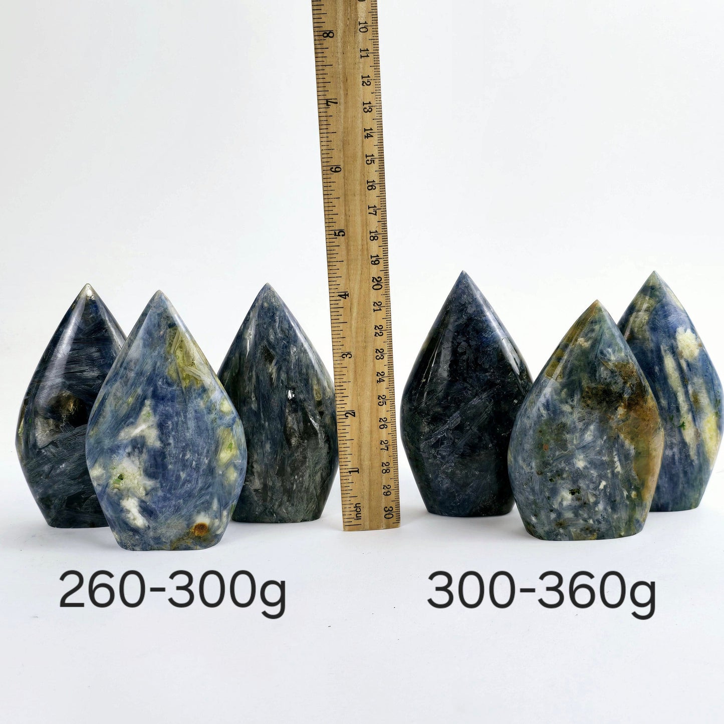 Blue Kyanite Crystal Polished Cut Base Point - By Weight next to ruler for size reference