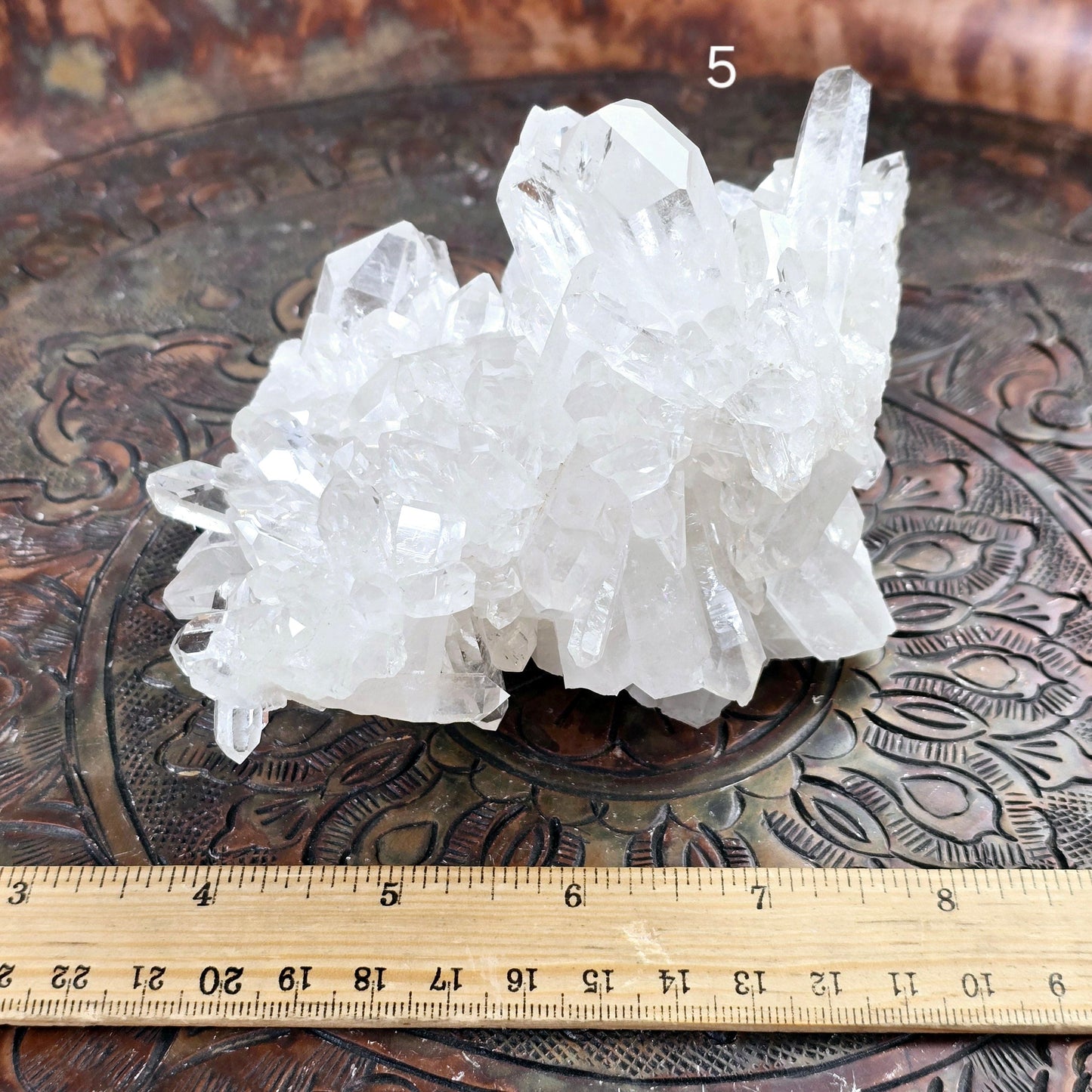 Crystal Quartz Cluster - AA Grade - You Choose #5 variant 5 labeled with ruler for size reference