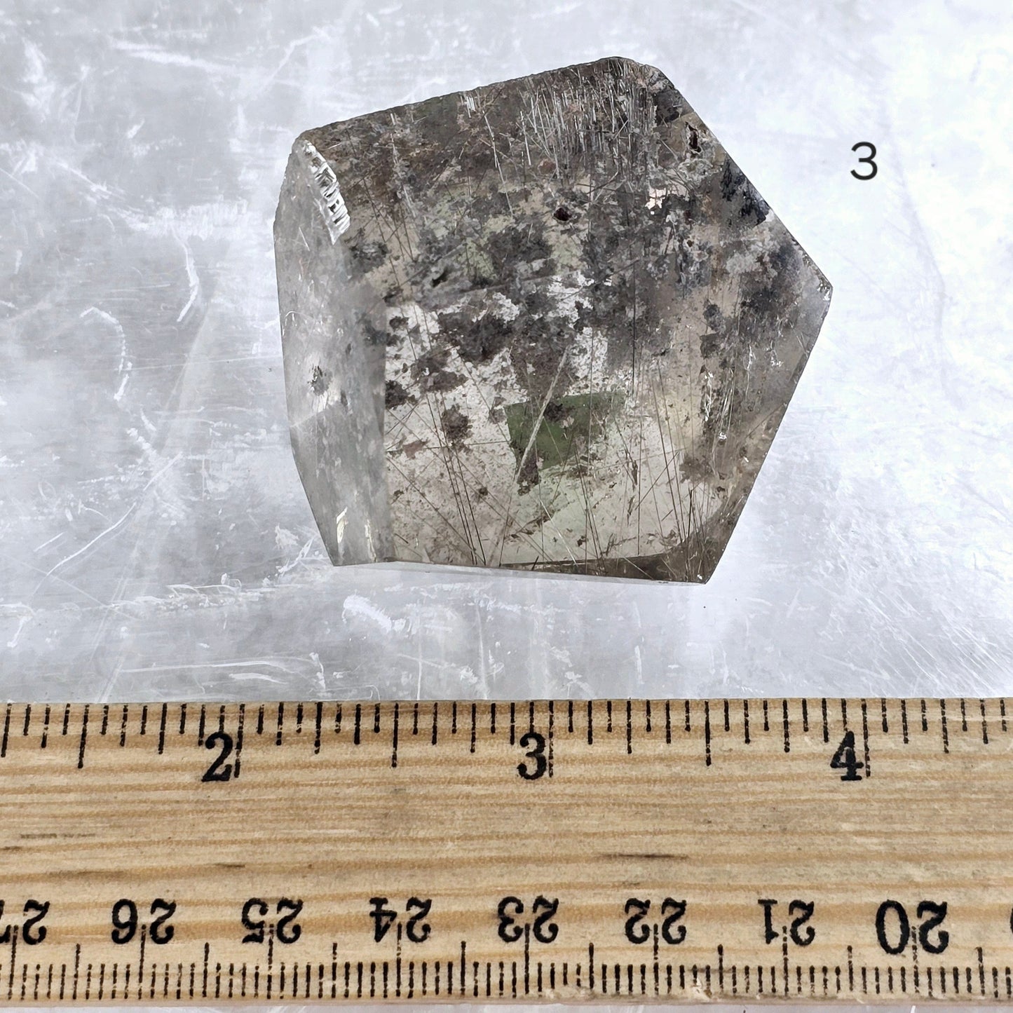 Rutilated Quartz - Polished Freeform Crystal - YOU CHOOSE #3 variant 3 labeled with ruler for size reference