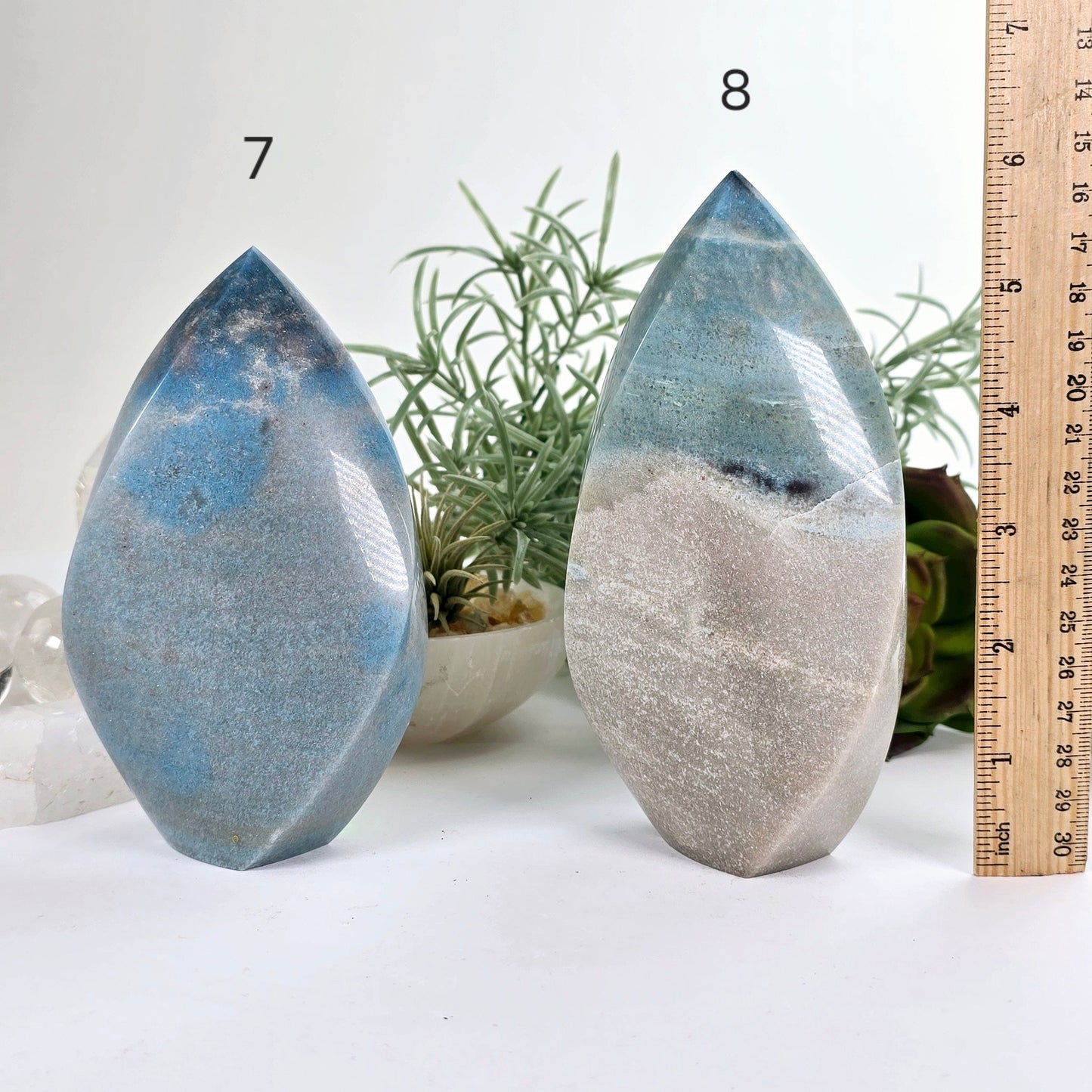 Trolleite Crystal Flame Point - You Choose #1 variants 7 and 8 labeled with ruler for size reference