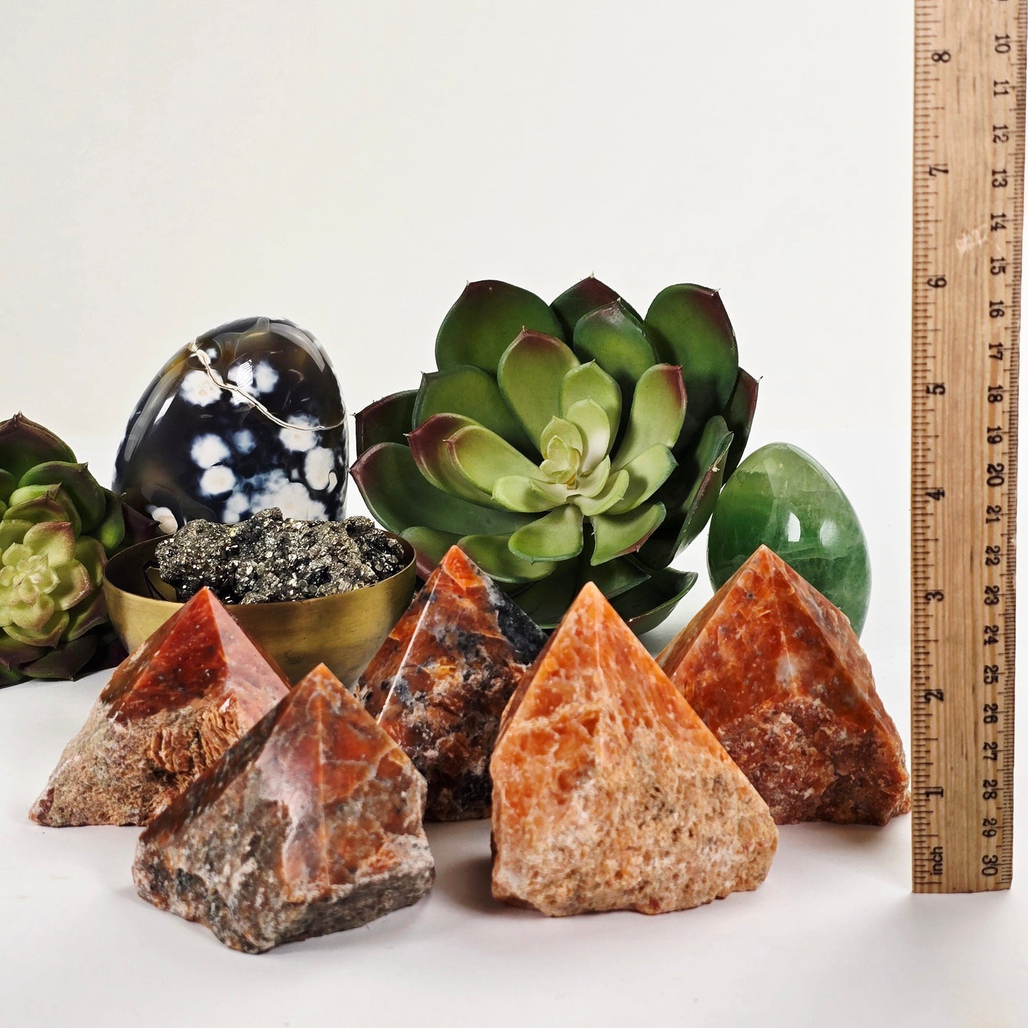 Orchid Calcite Semi Polished Crystal Point - You Choose all variants with ruler for size reference