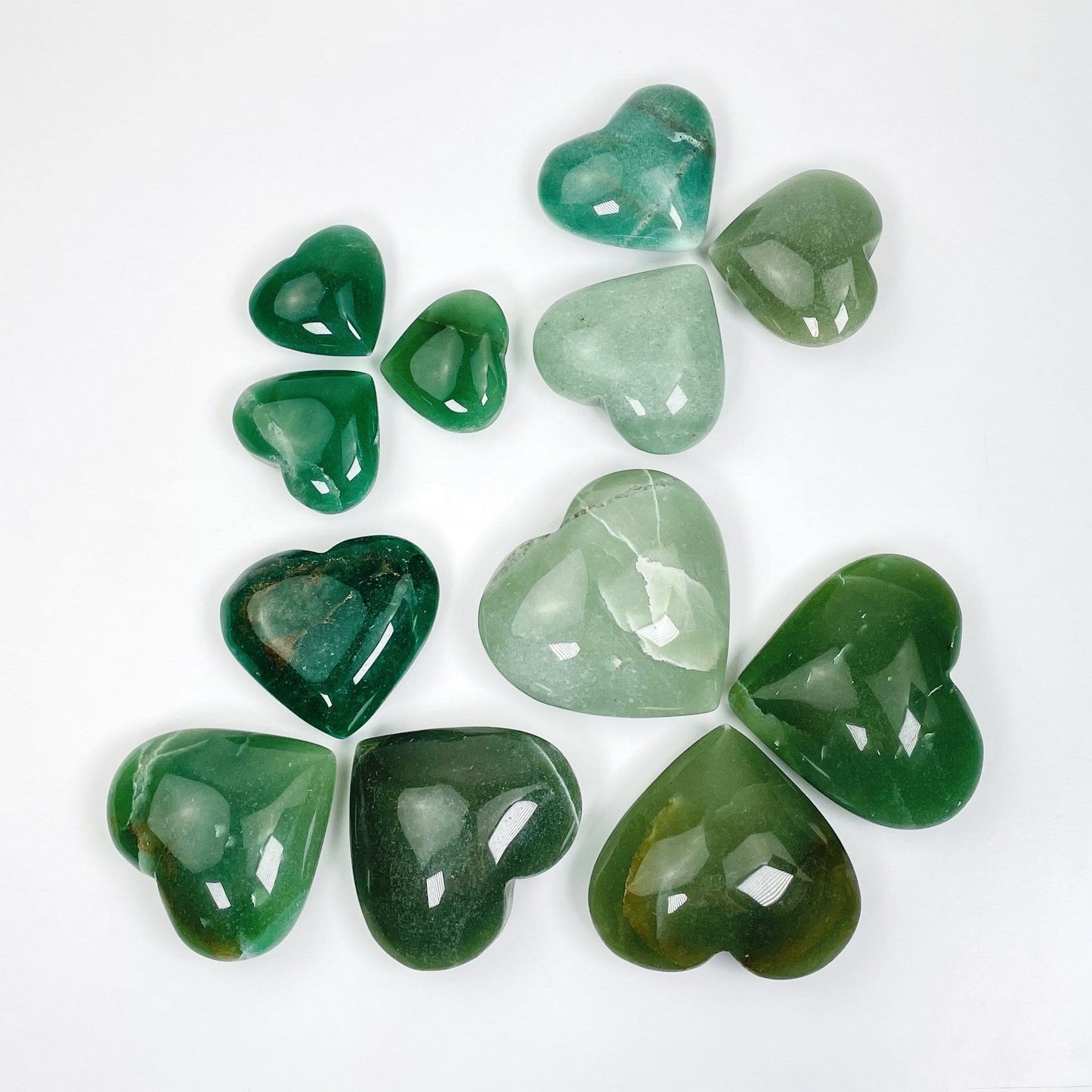 green hearts in a design