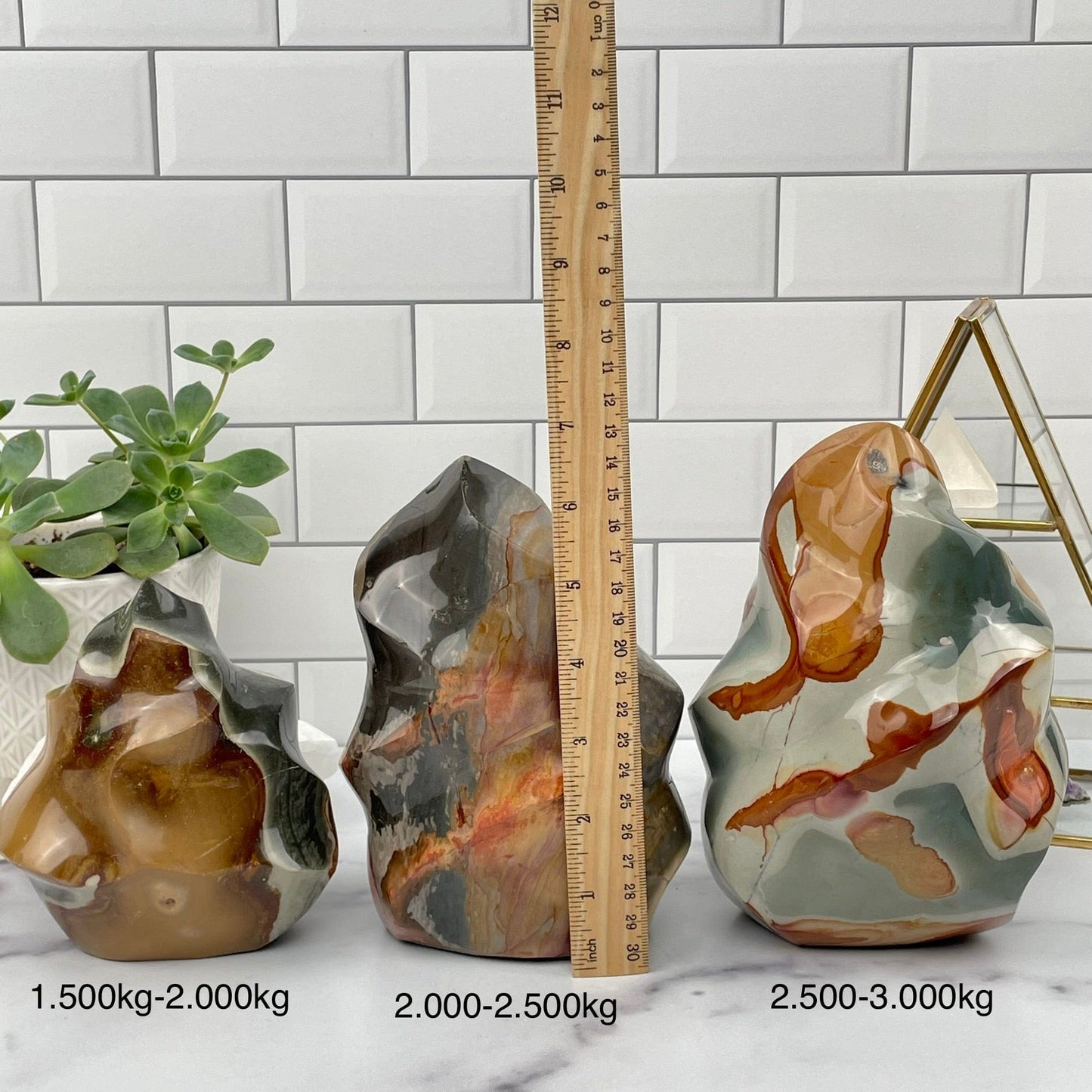 flame points next to a ruler for size reference. sold by weight