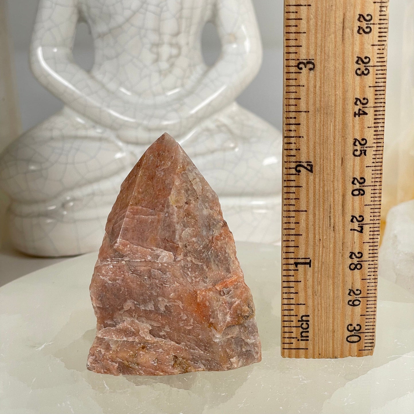 Feldspar Semi Polished Crystal Point - One-of-a-Kind with ruler for size reference
