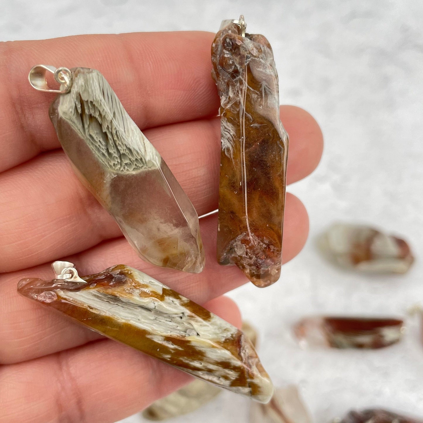 close up of the details on the pendants