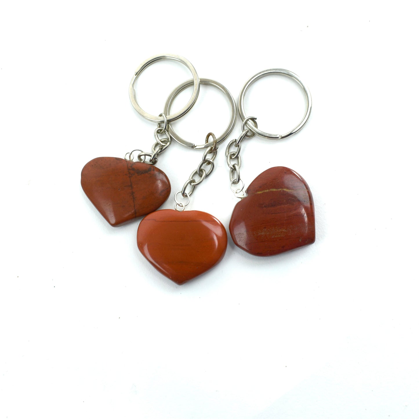 Gemstone Crystal Heart Keychains - Variety of Stones - 10 Pack