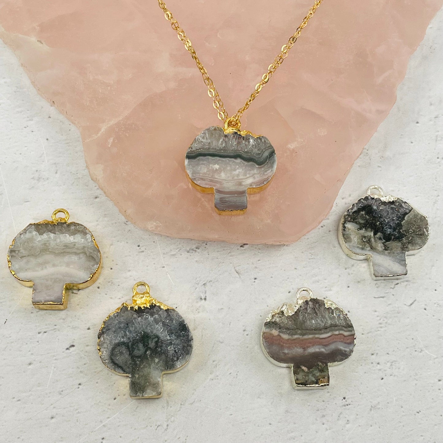 amethyst pendant displayed on a necklace chain
