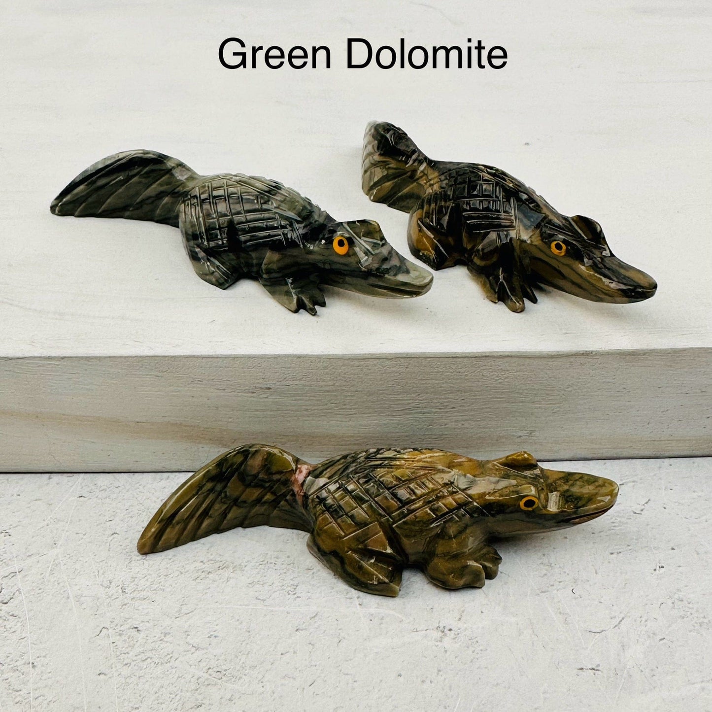 Dolomite Carved Crystal Alligator - You Select the Color - available in green