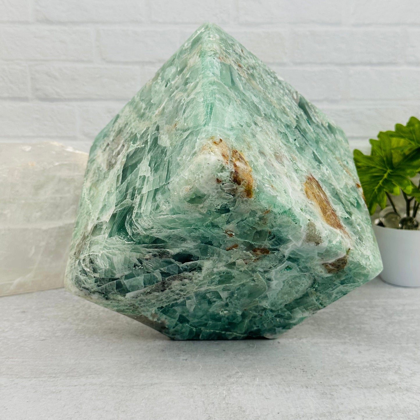 fluorite cube displayed as home decor