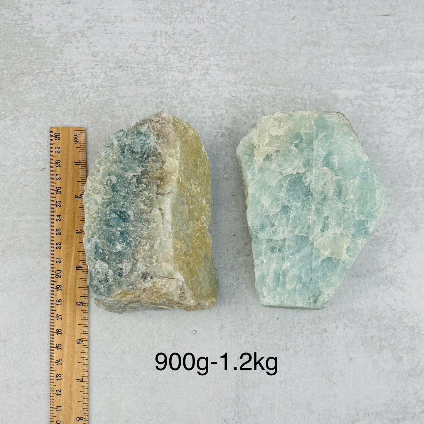 Rough Aquamarine - By Weight - next to a ruler for size reference