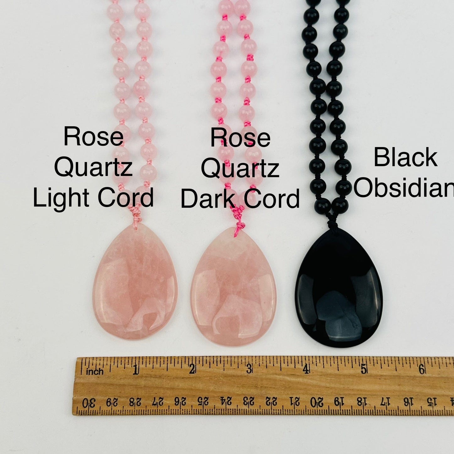 Crystal Tear Drop Pendant on Beaded Mala Necklace