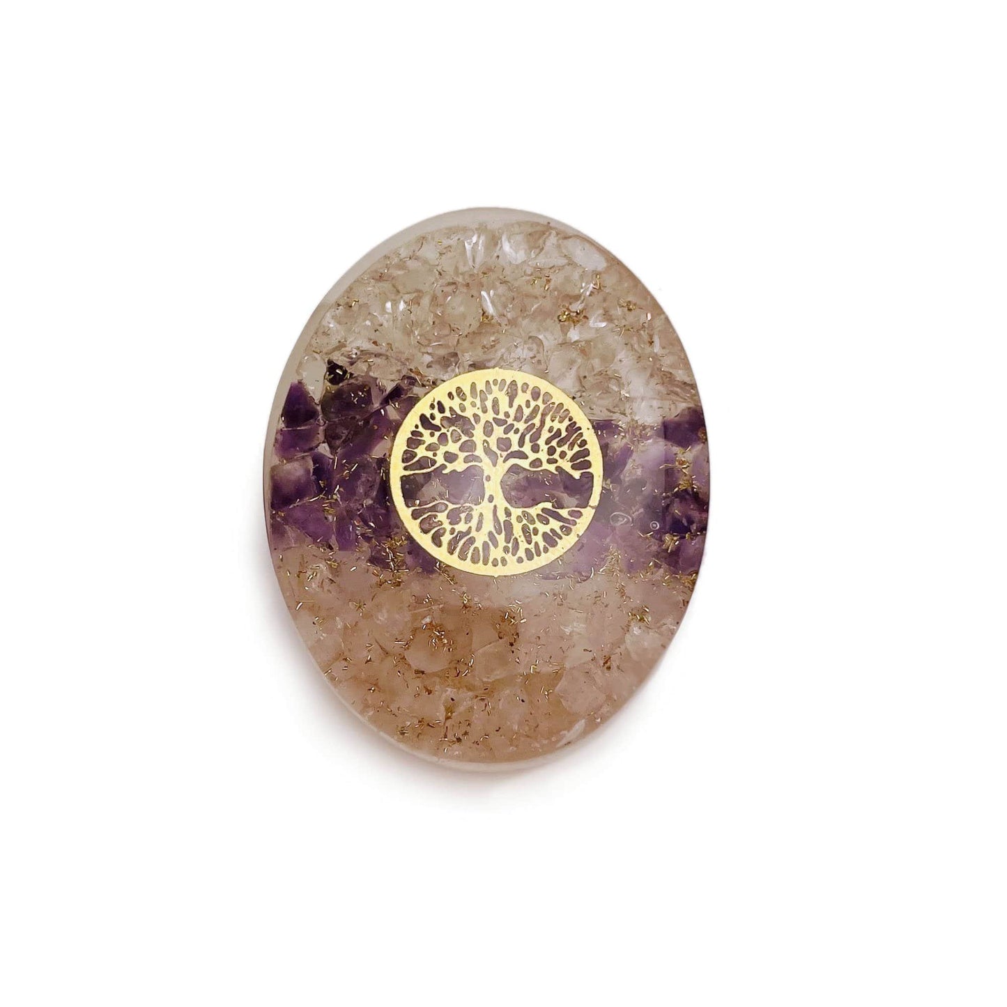 front view of palm stone on white background