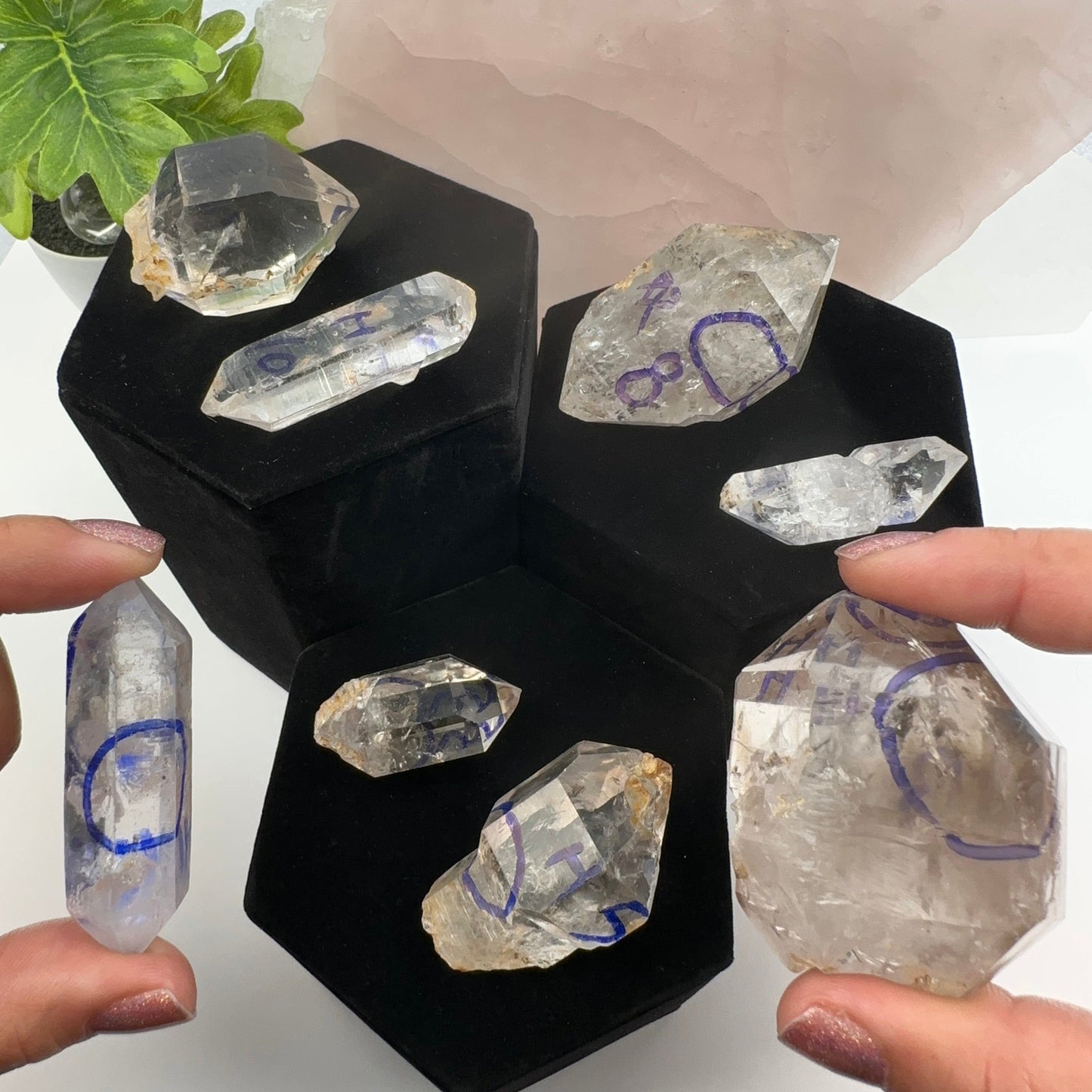 some crystals are larger and longer and some are smaller and thinner