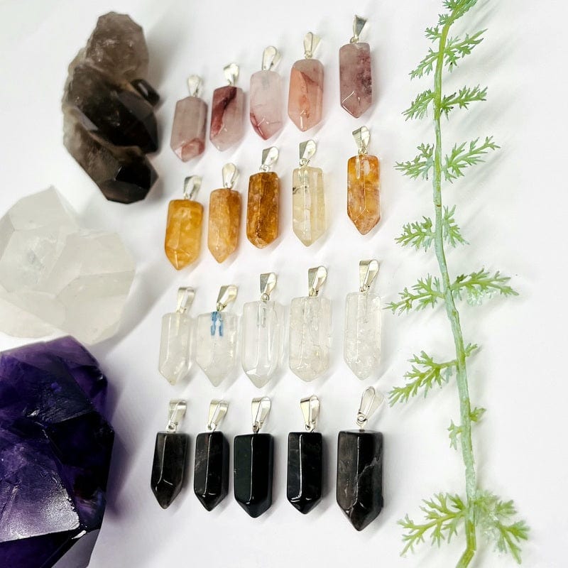 side view of the gemstone point pendant