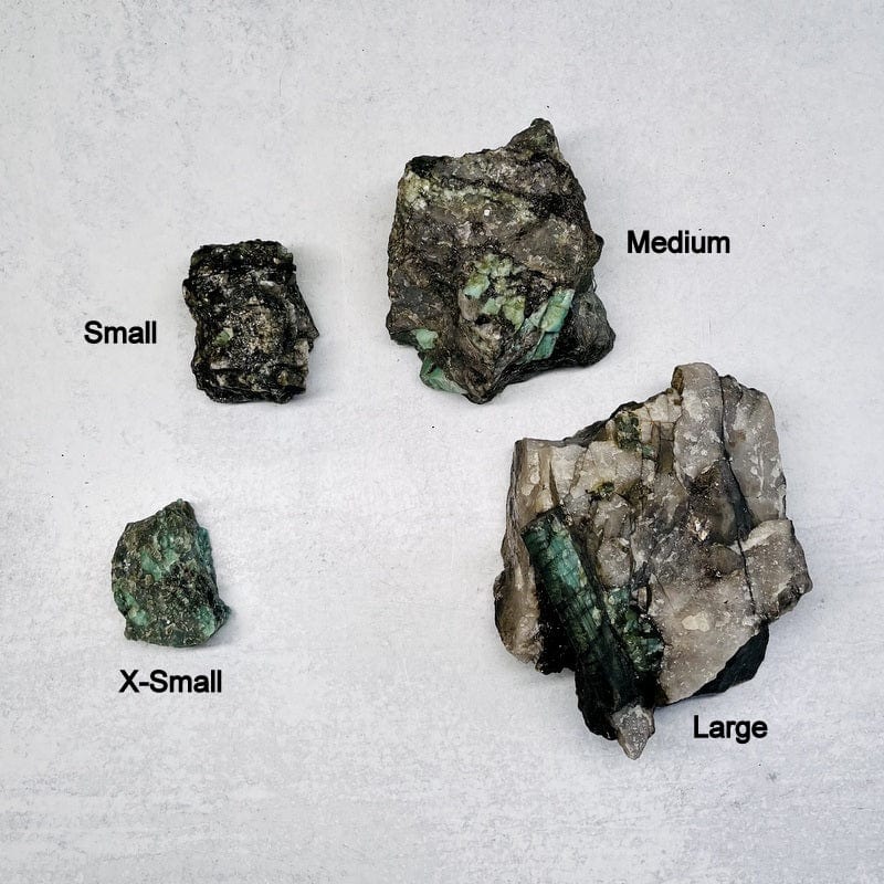 emerald clusters next to their size to show the differences between the options available