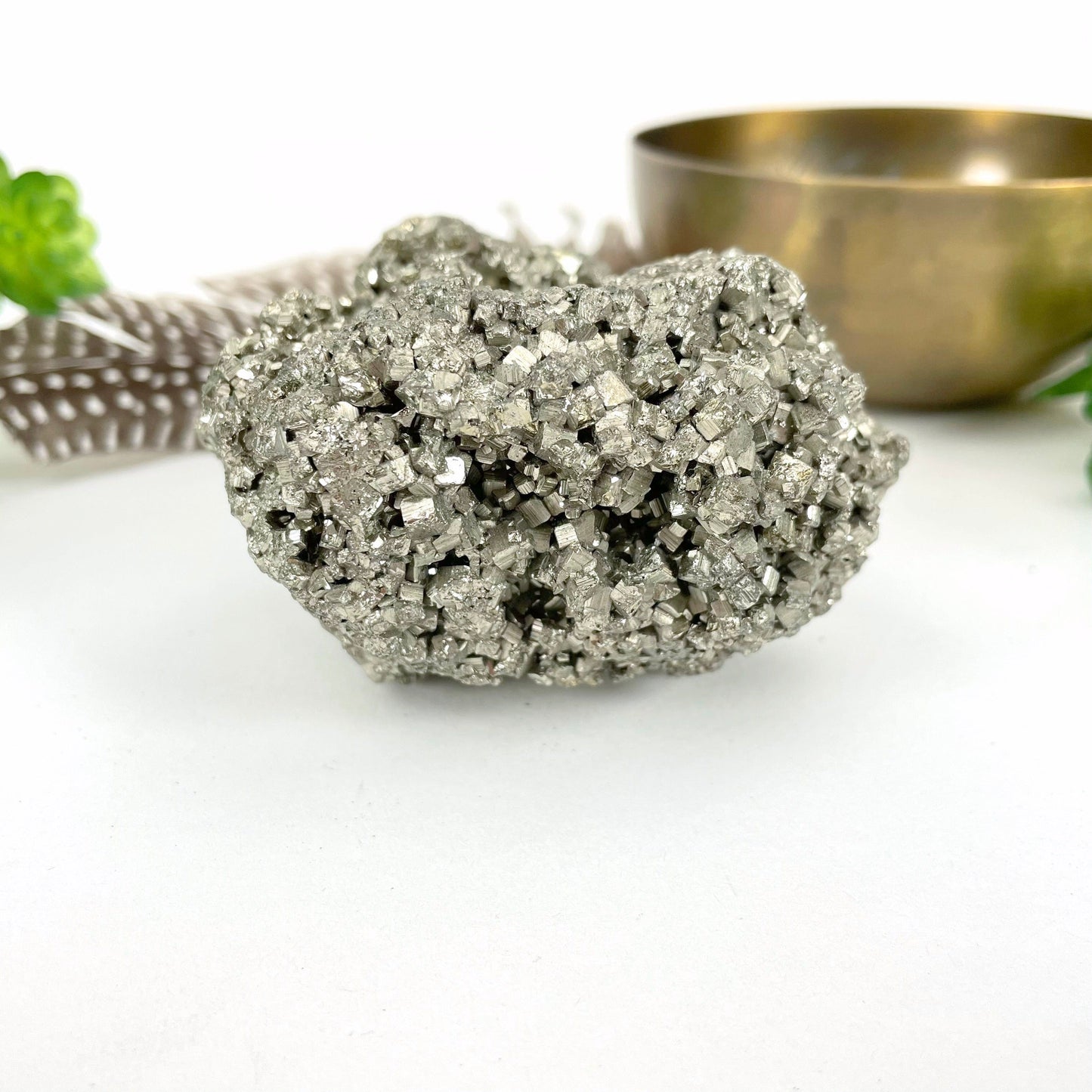 close up of one rough pyrite stones for example of details