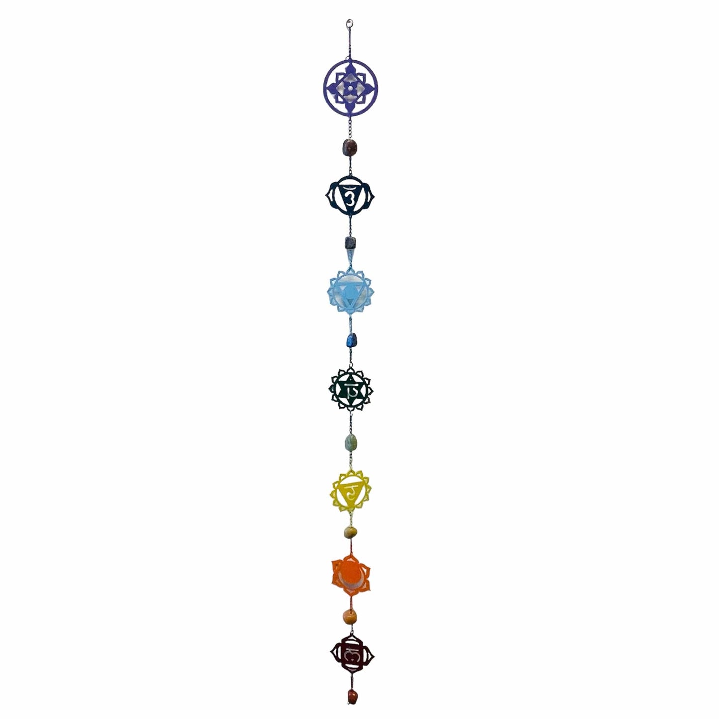 7 Chakras Metal Wall Hanger with Tumbled Chakra Stones