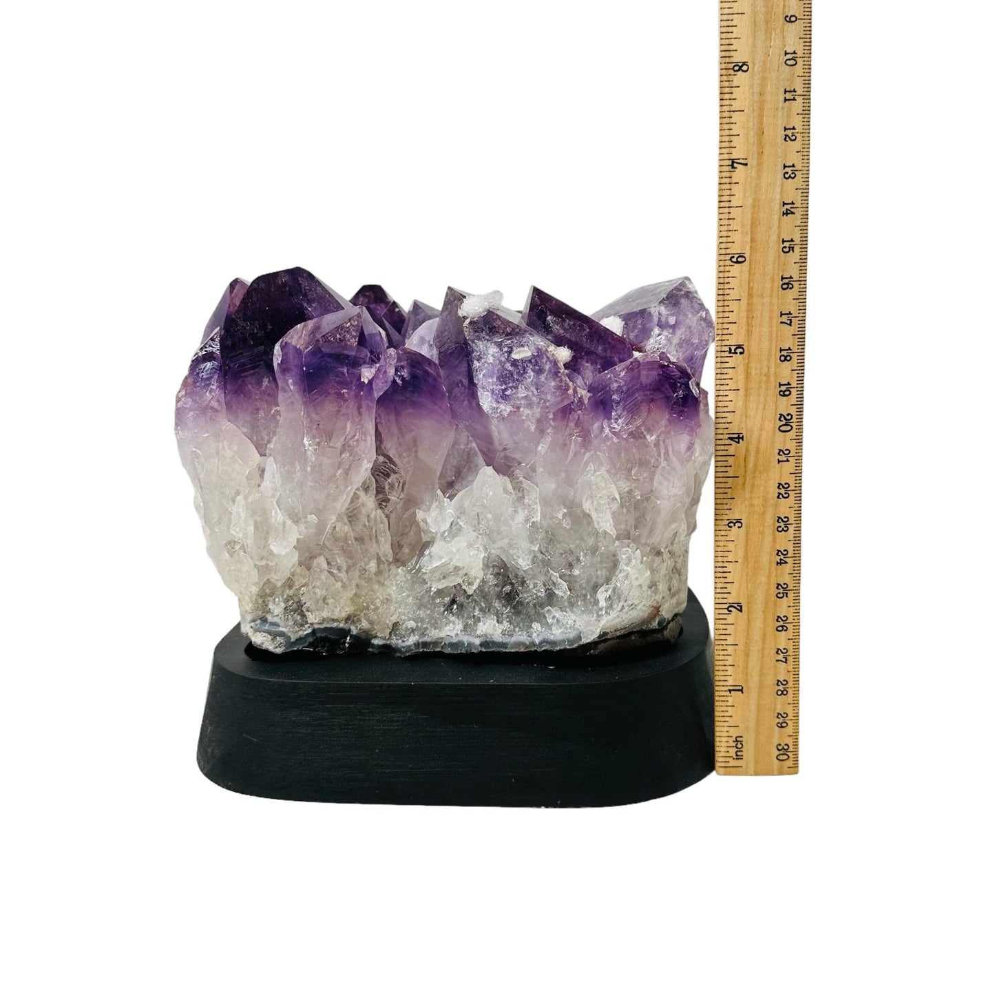 Amethyst Crystal Cluster on Wooden Base - Natural Crystal -