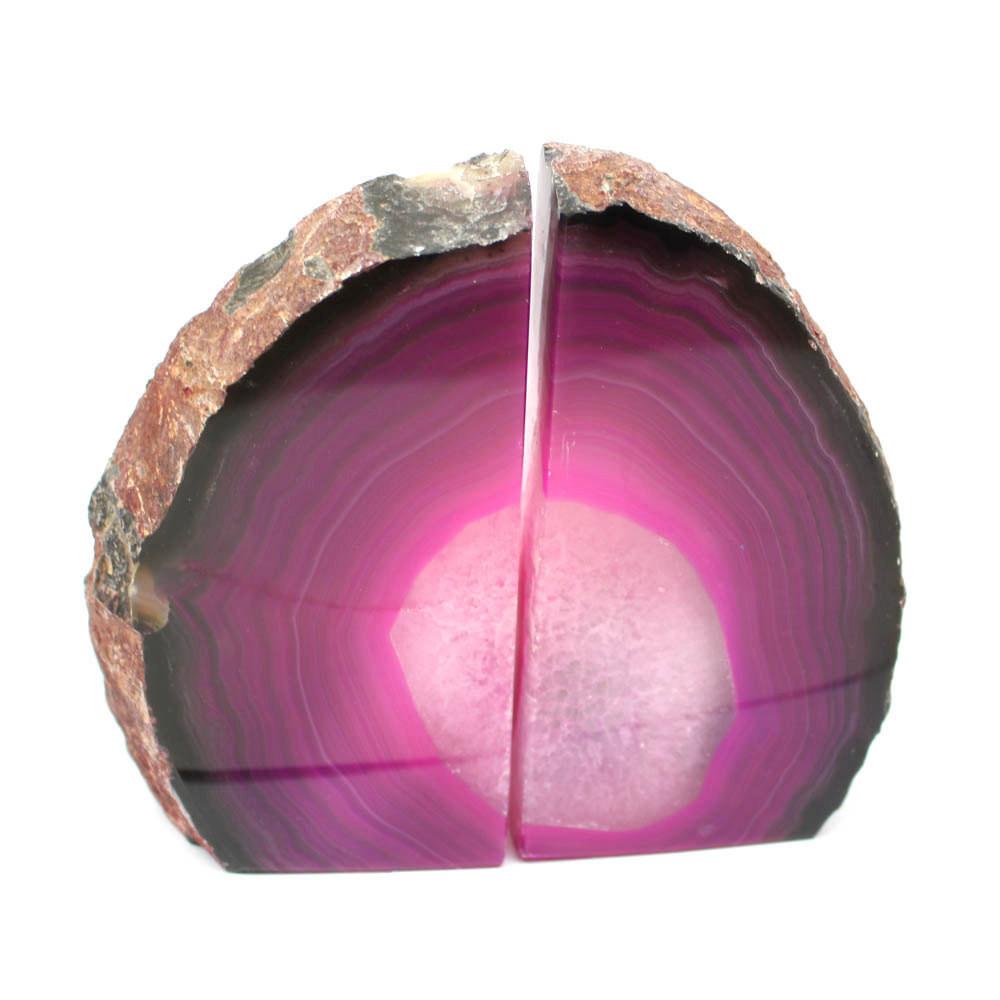 Pink Agate Bookend Pair up close