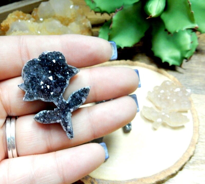 Natural Druzy Rose Crystal Cabachon - Jewelry Making - YOU CHOOSE- Drilled or Undrilled