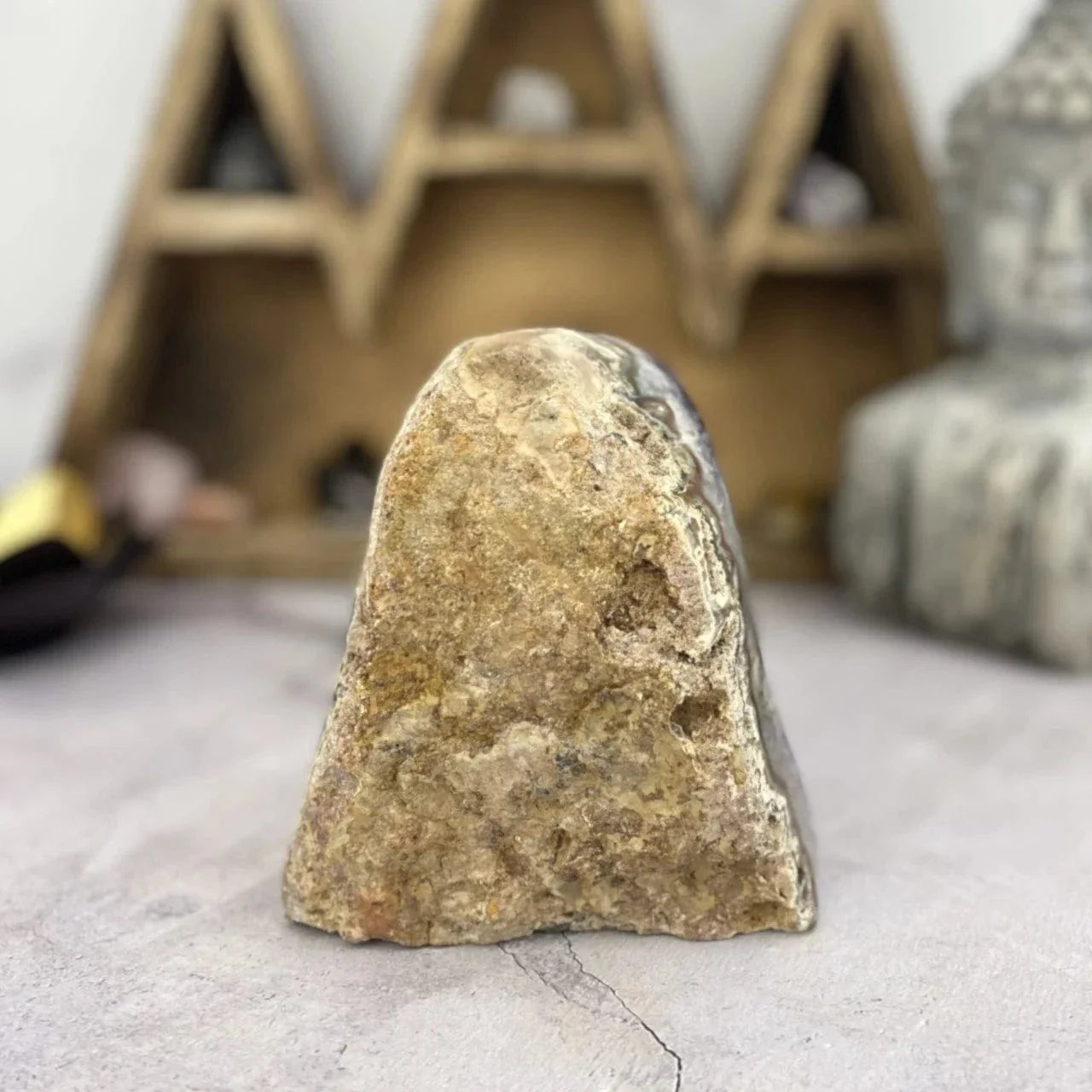 amethyst with decorations in the background