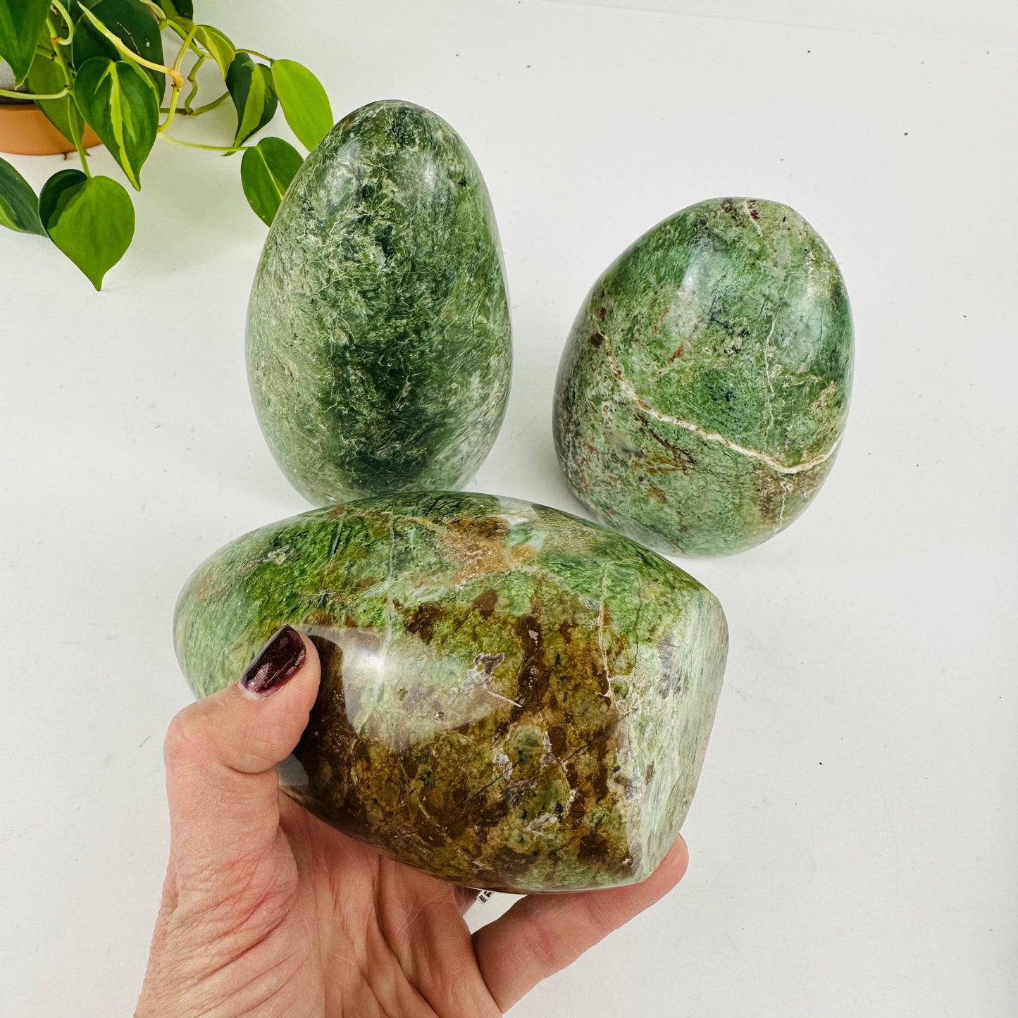 Green Opal Polished Cut Base - Lot of 3
