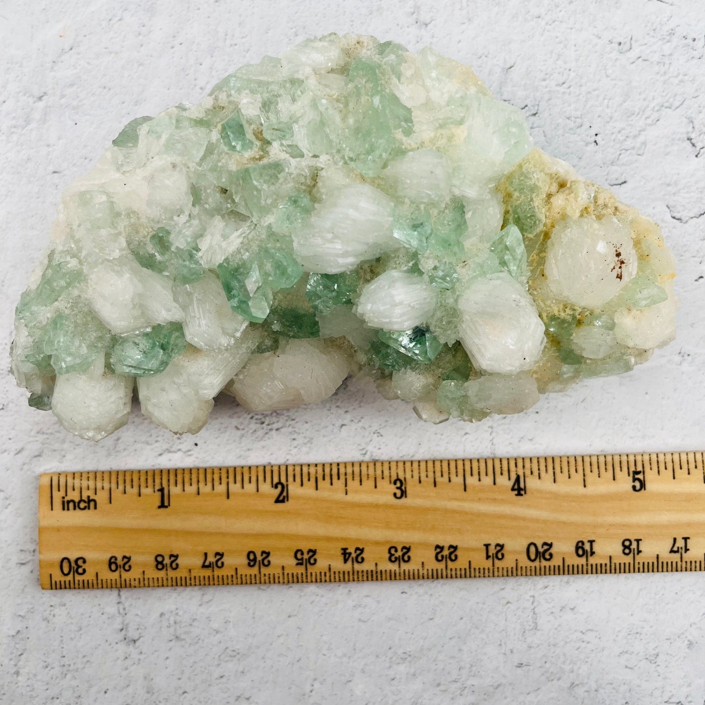 Green Apophyllite with Stilbite Crystal Clusters Zeolites - With Measurements