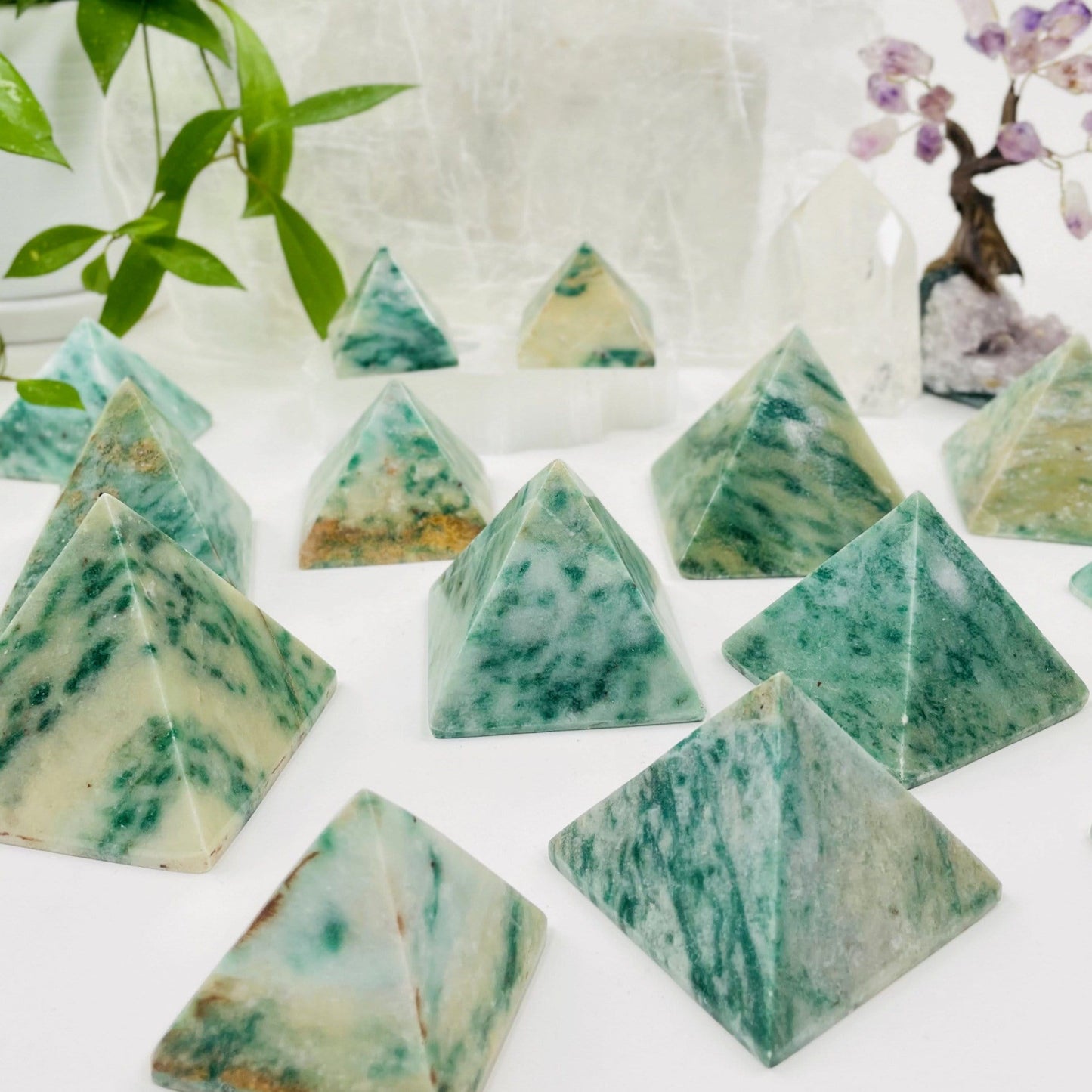 multiple pyramids displayed to show the differences in the color shades 