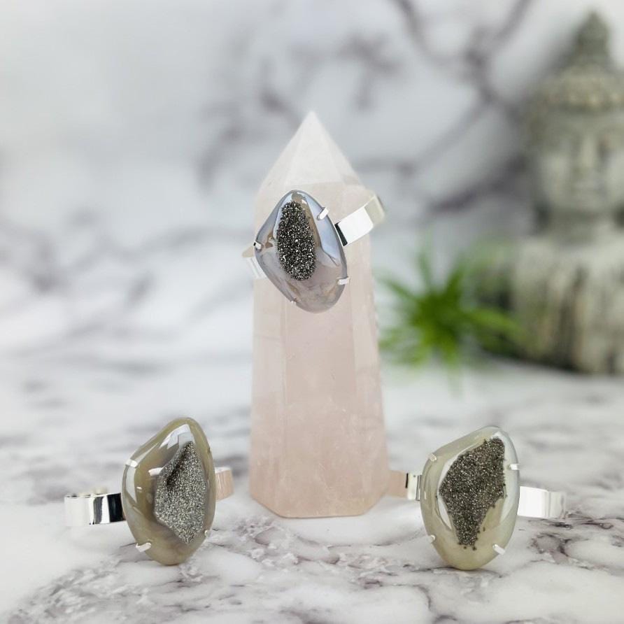 3 titanium druzy angel aura agate bracelets with decorations