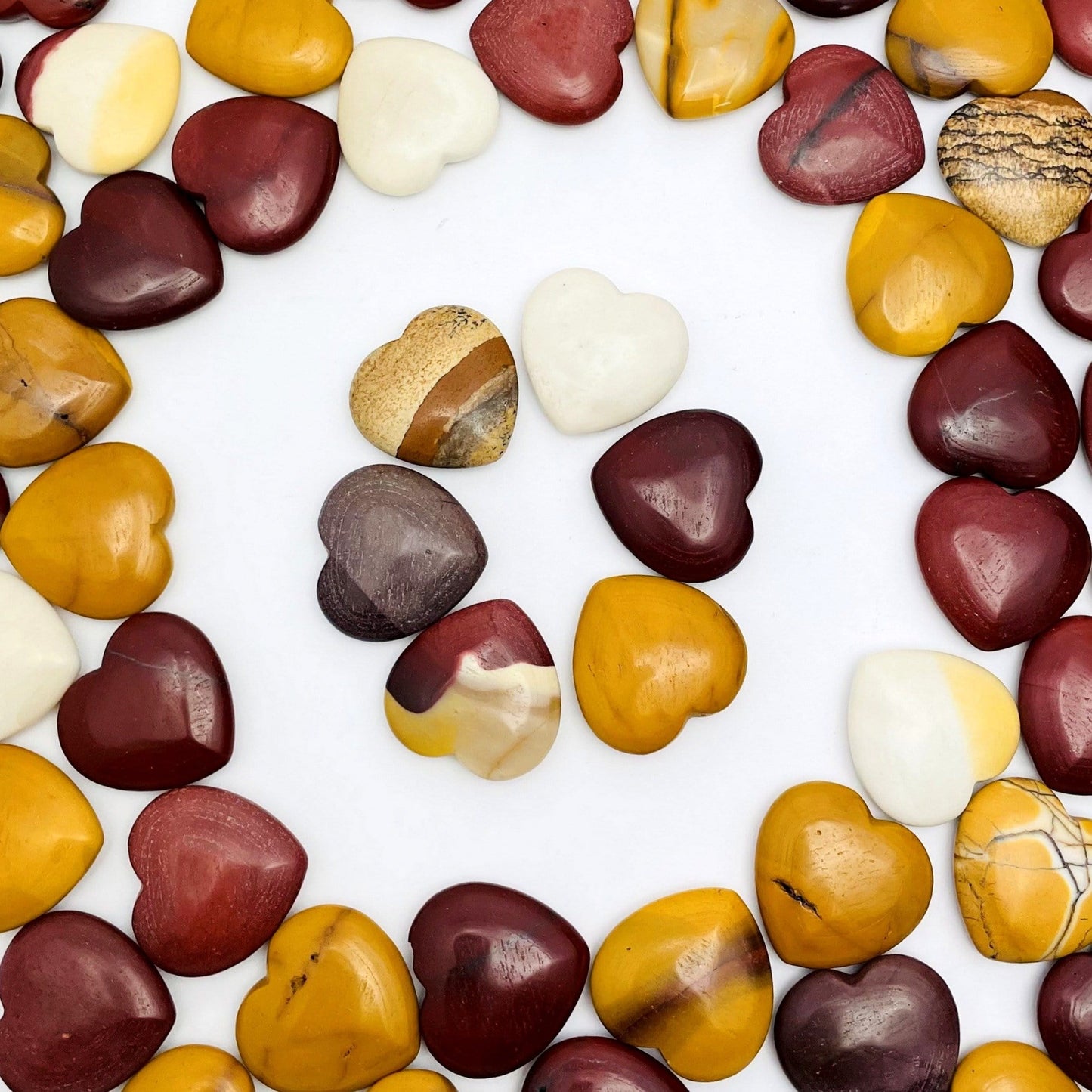 mookaite hearts in a circle