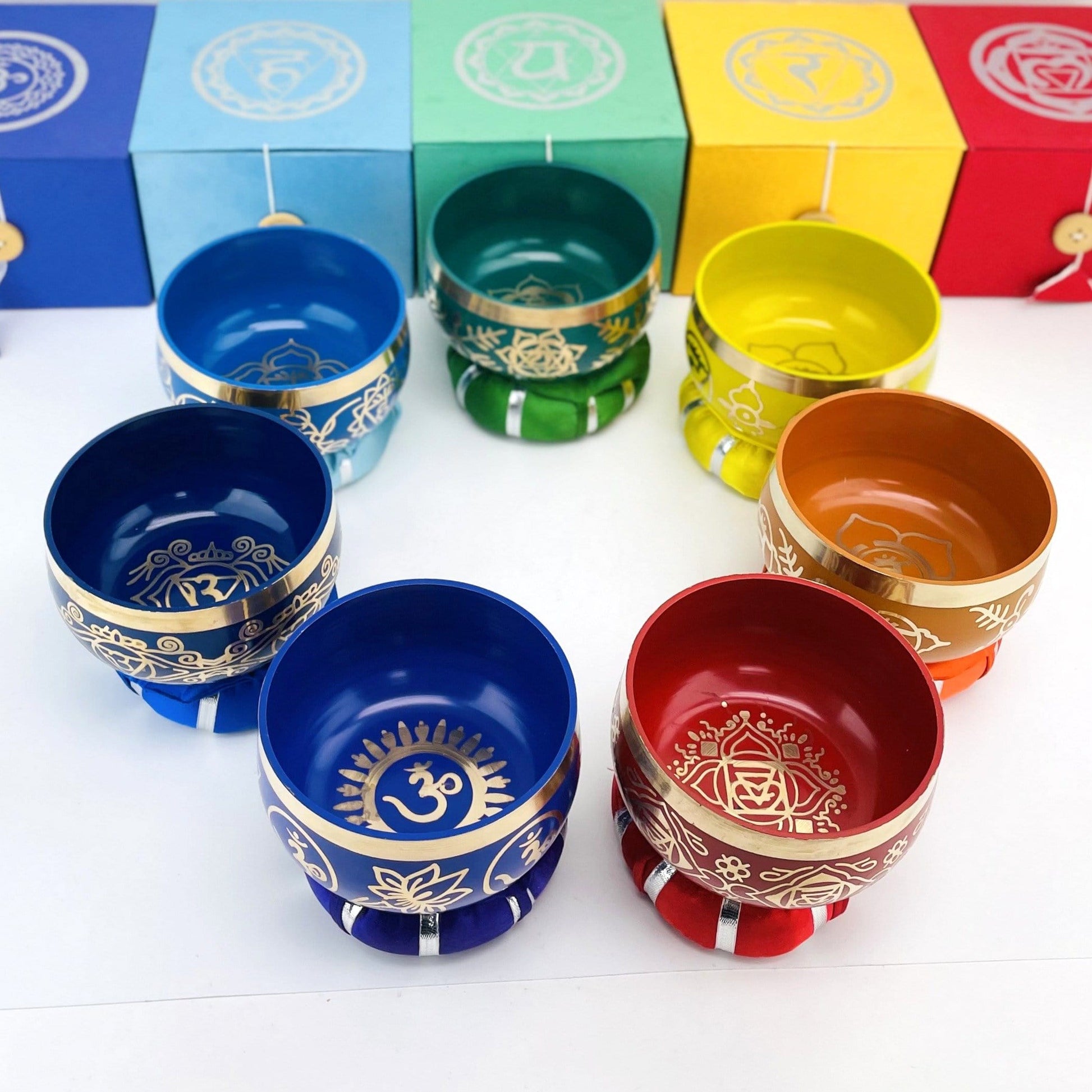 Brass Tibetan Singing Bowls - 7 bowls in a circle