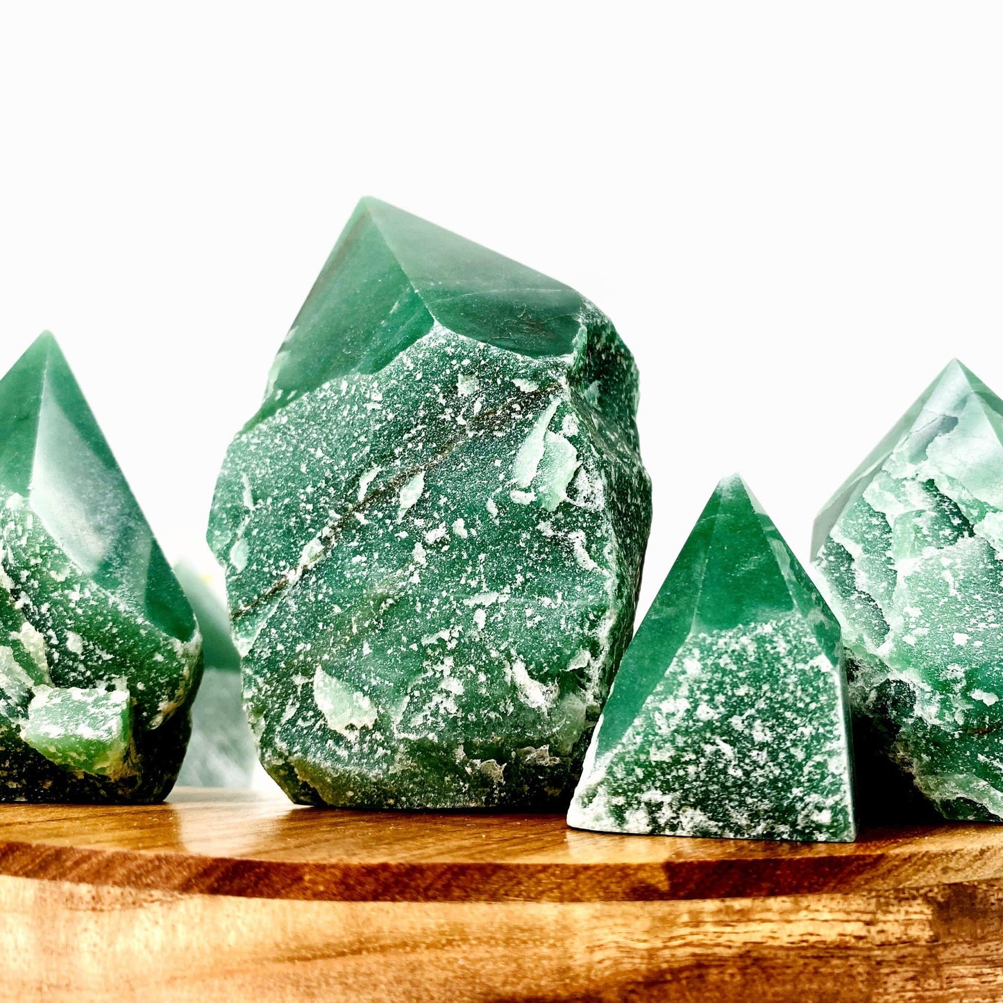 green aventurine  points close up