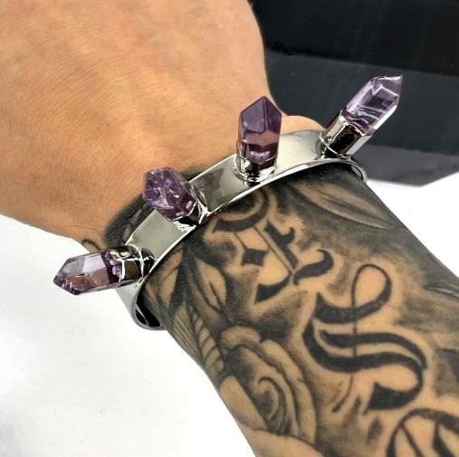 spike bracelet displayed wrist close up