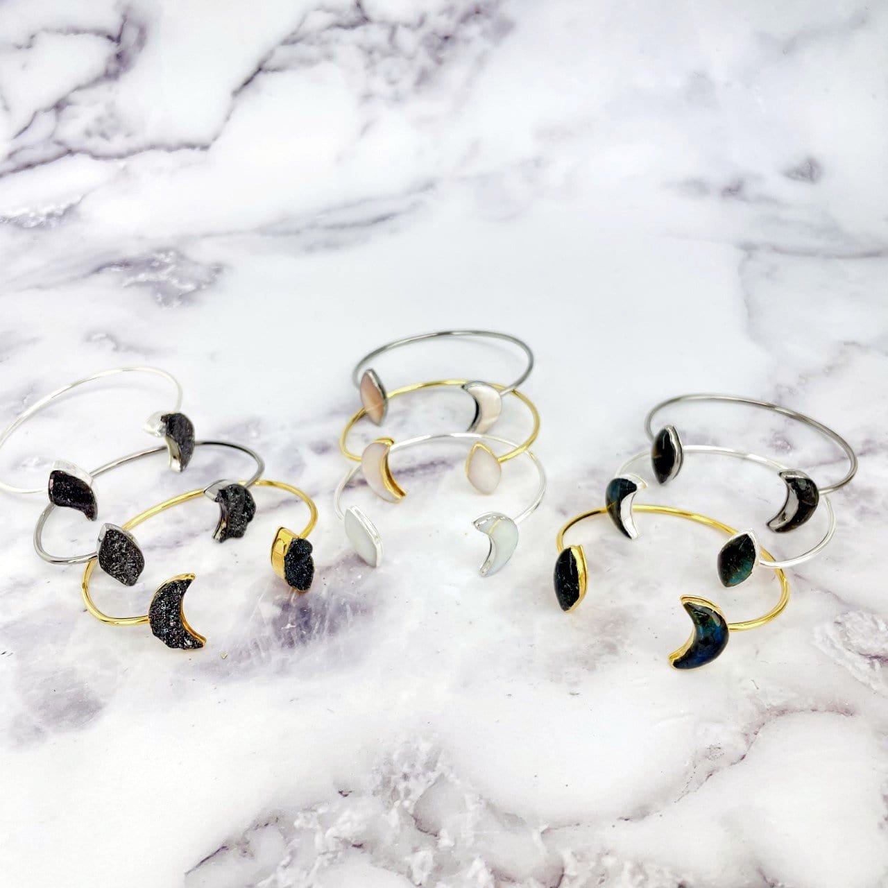 bracelets displayed in white background to show variation