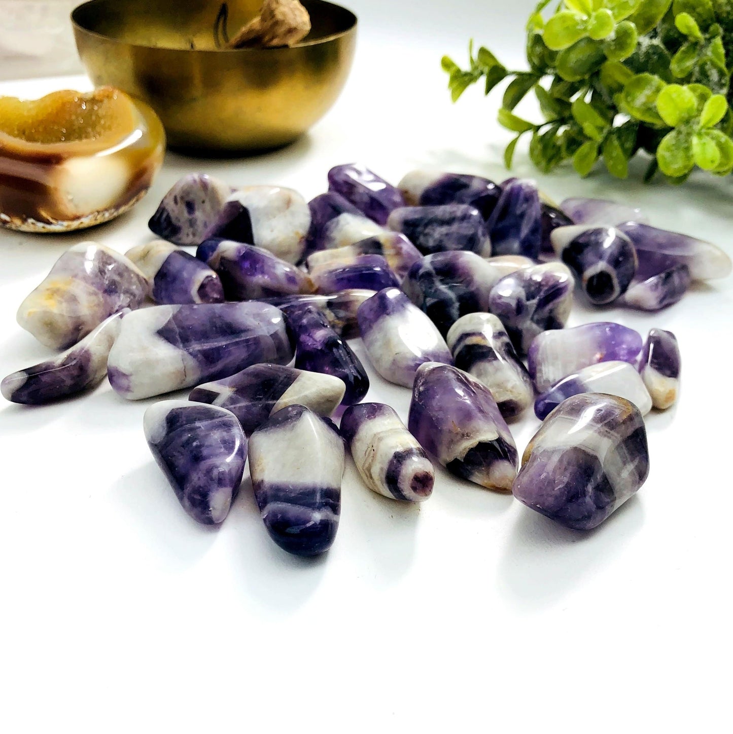 Chevron Amethyst Tumbled Gemstones side stone