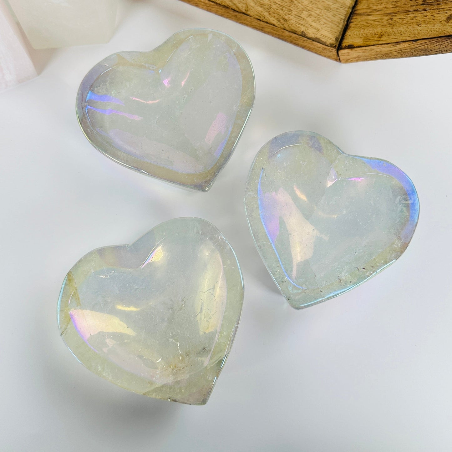 crystal quartz with decorations in the background