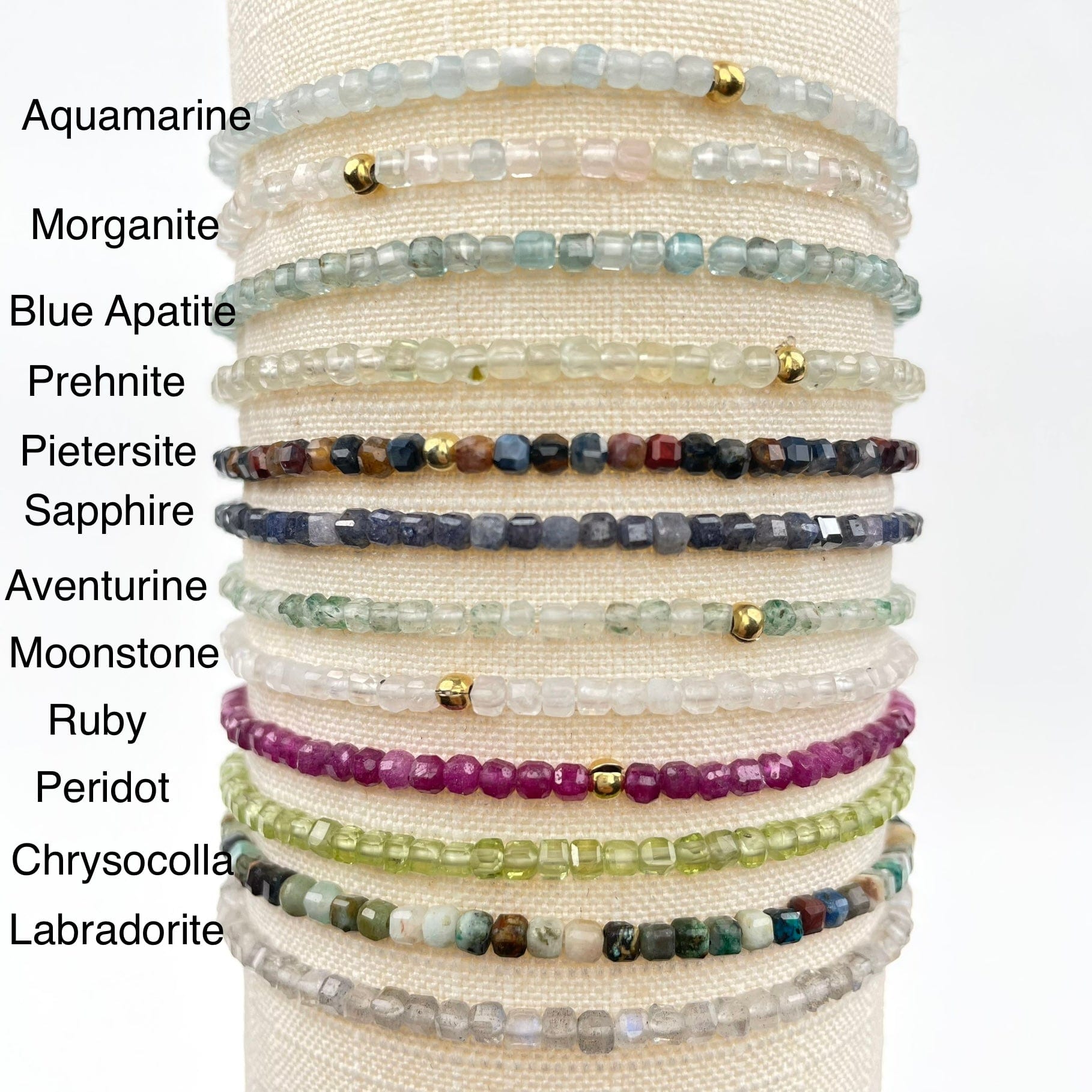 bracelets next to the crystal name 