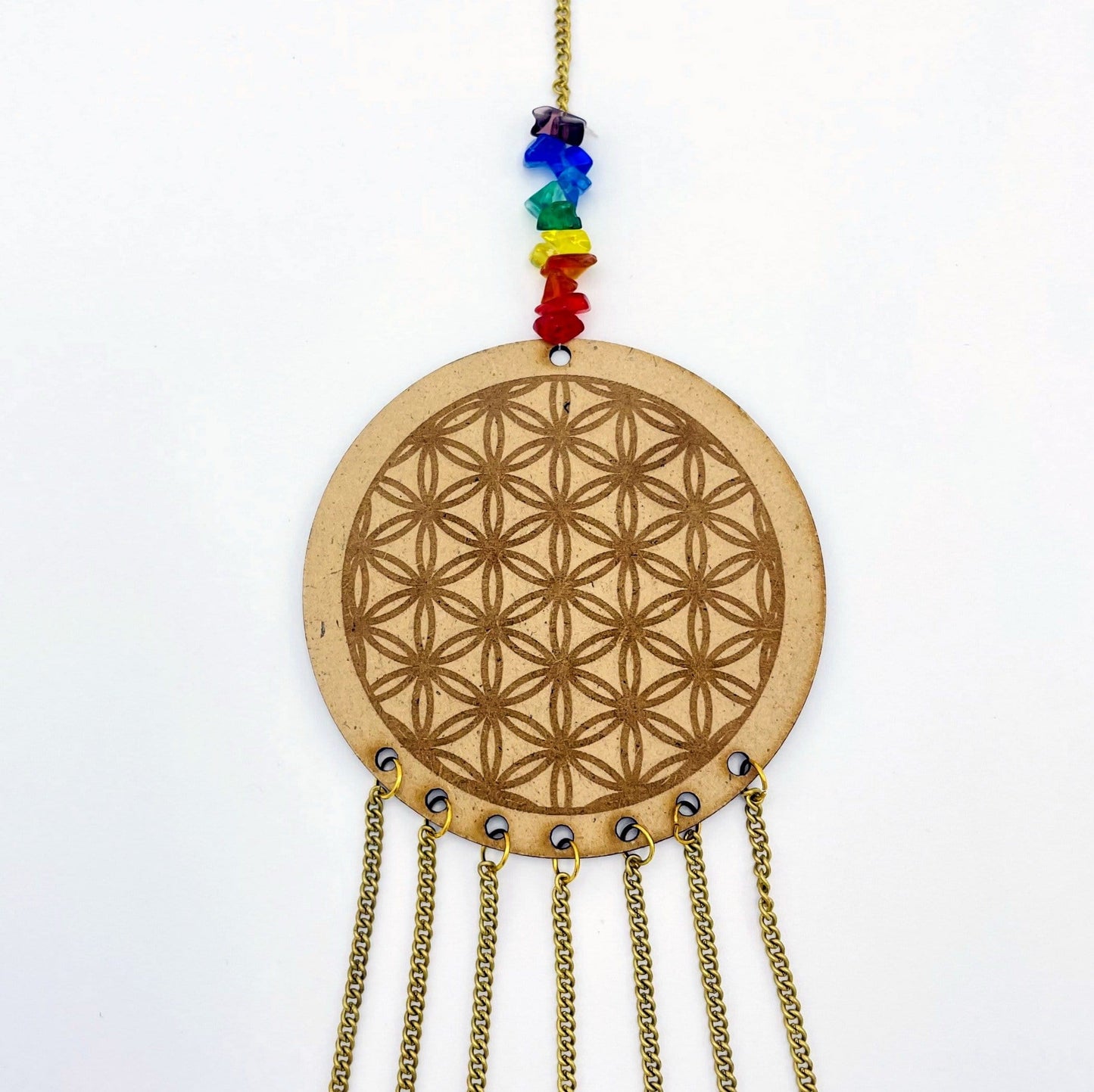 Beautiful Engraved Flower of Life on a wooden circle