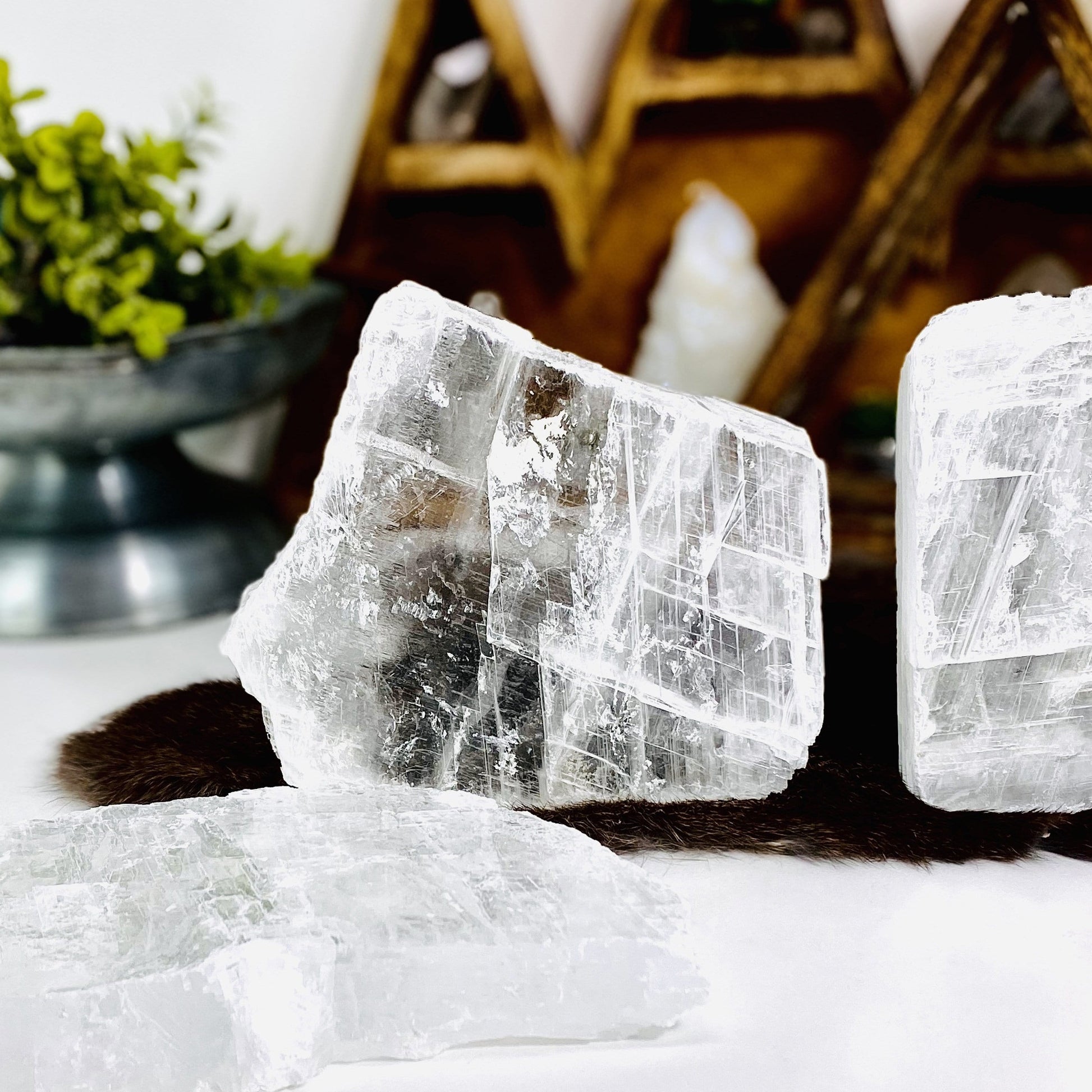 selenite transparent slabs on display for possible variations 
