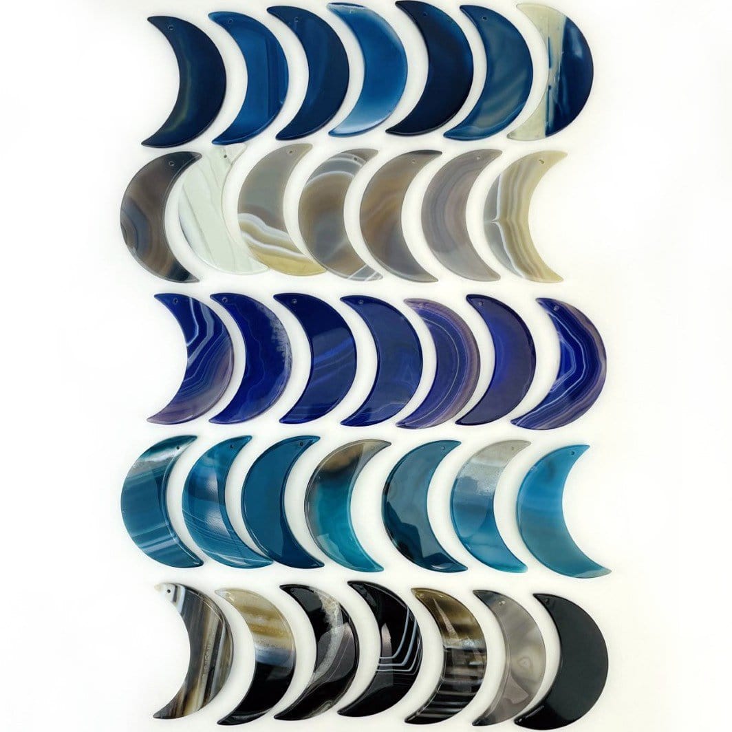 Multiple variations displayed on a white surface, showing variation in color and pattern.