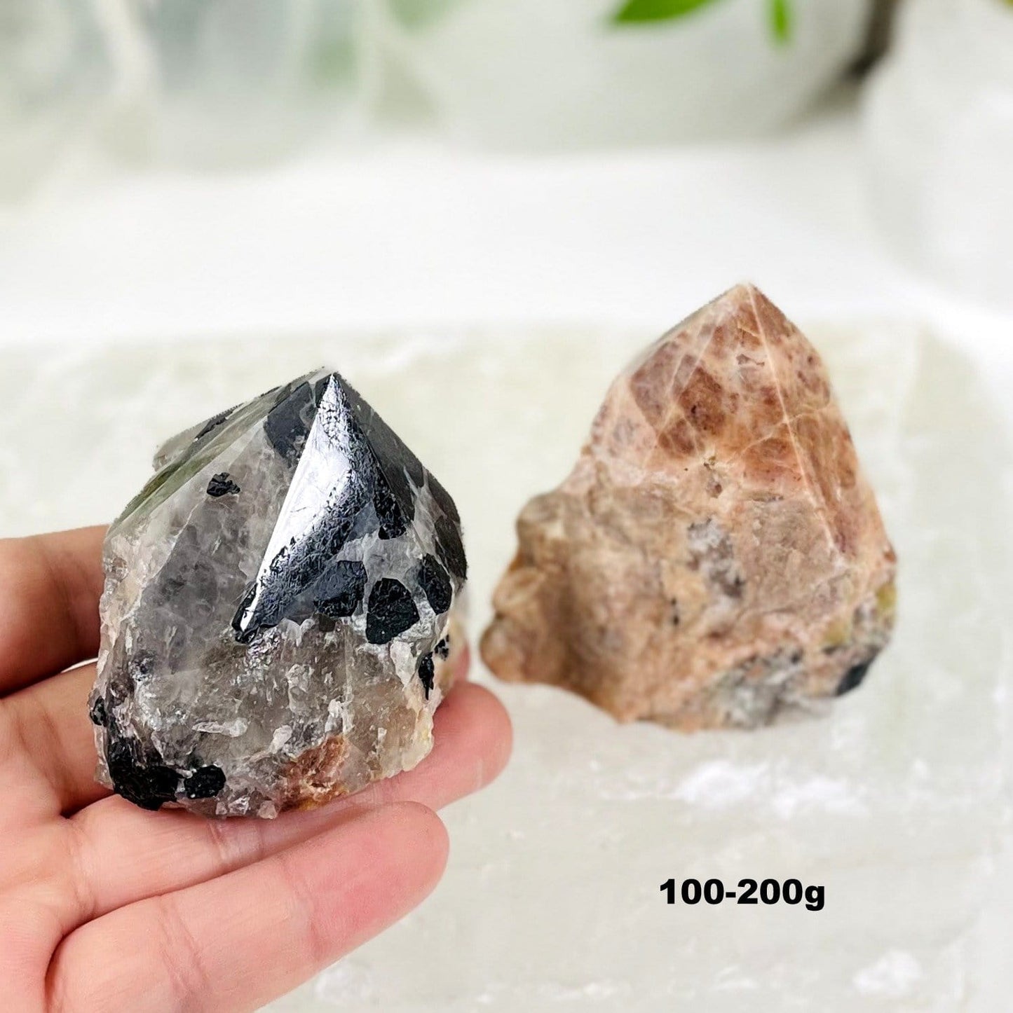 Black Tourmaline with Feldspar Semi-polished Points weight in 100-200g