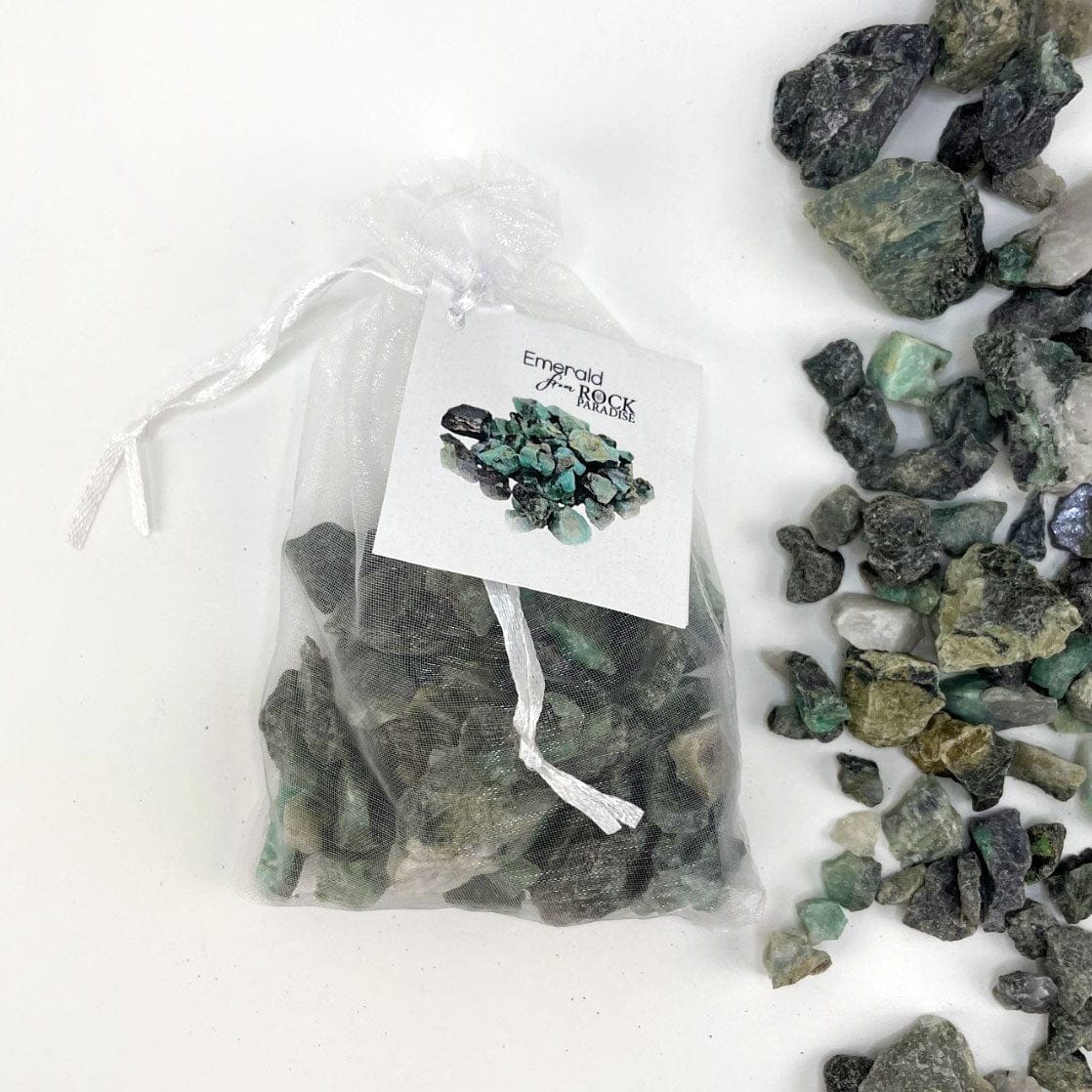 Emerald Stones - Tied & Tagged in an Organza Bag