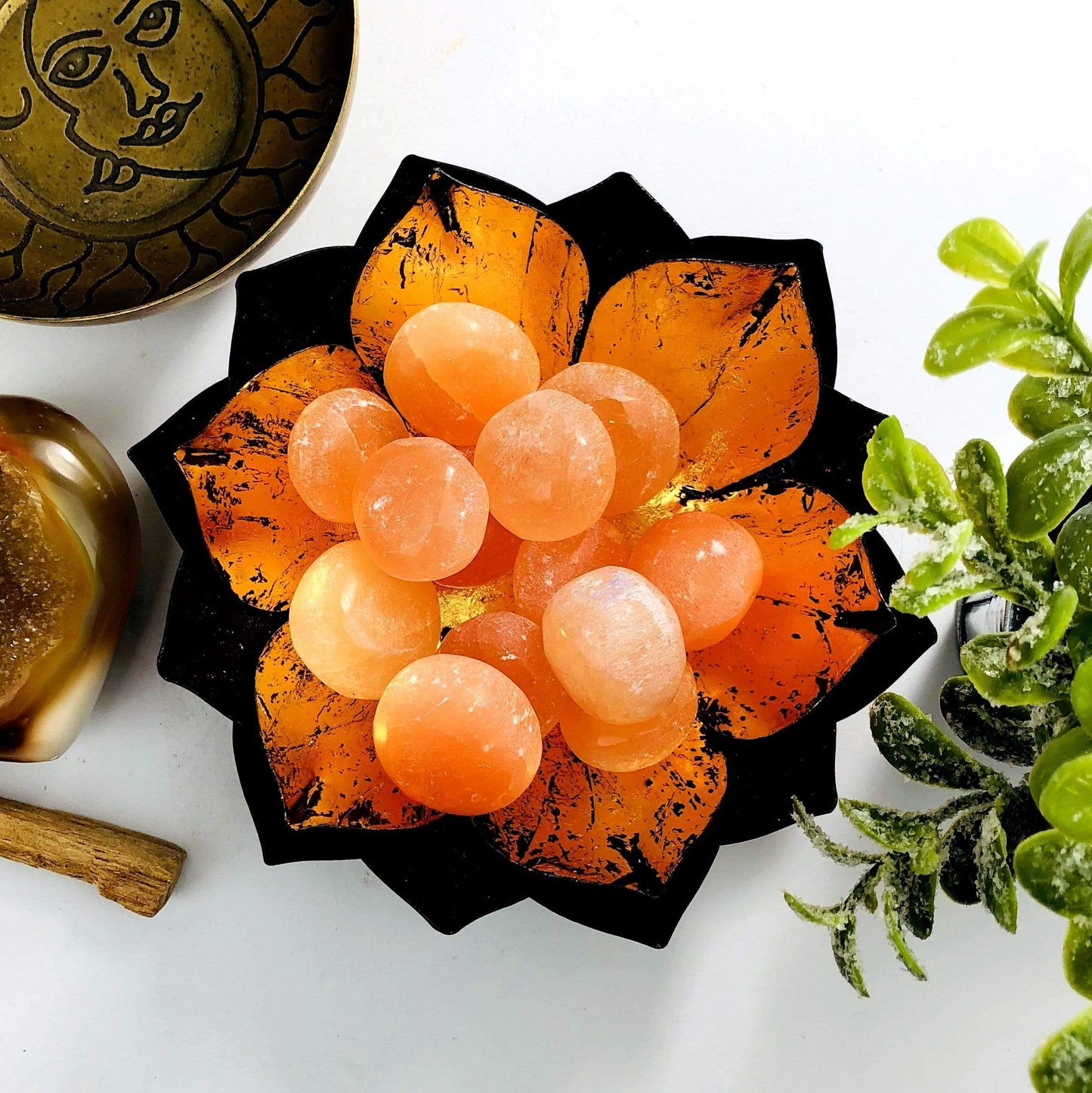Orange Selenite Tumbled Stones - 1 lb Bulk Freeform Crystals