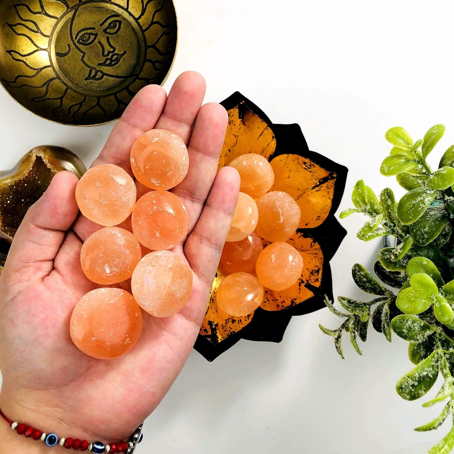 Orange Selenite Tumbled Stones - 1 lb Bulk Freeform Crystals