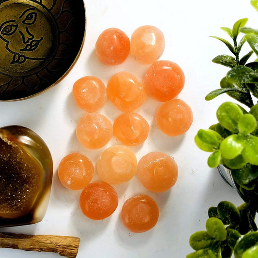 Orange Selenite Tumbled Stones - 1 lb Bulk Freeform Crystals