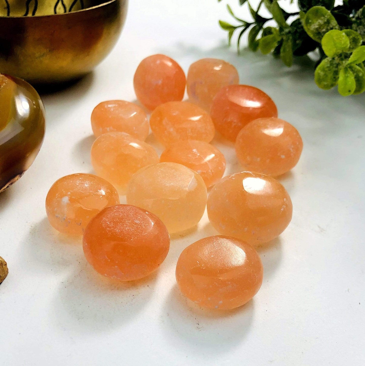Orange Selenite Tumbled Stones - 1 lb Bulk Freeform Crystals
